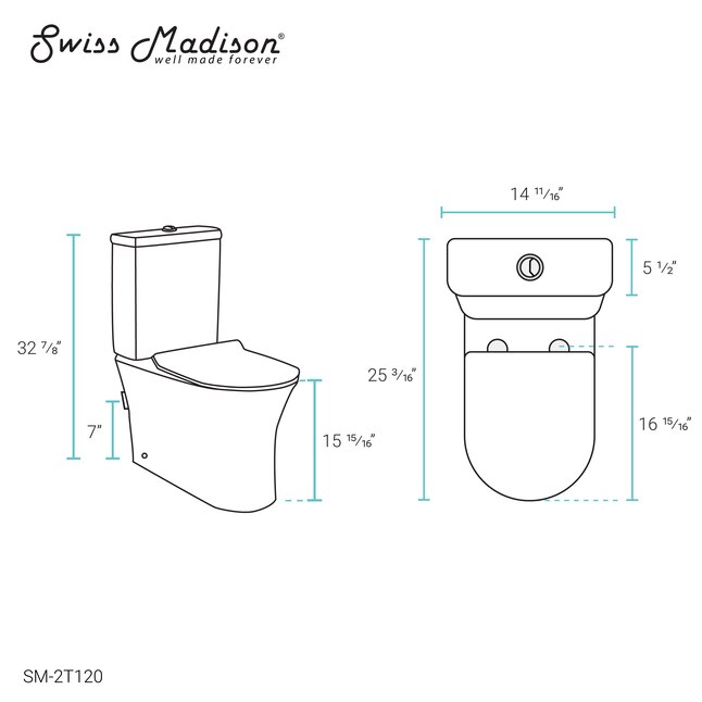 Swiss Madison Calice Glossy White Dual Flush Elongated Standard Height ...