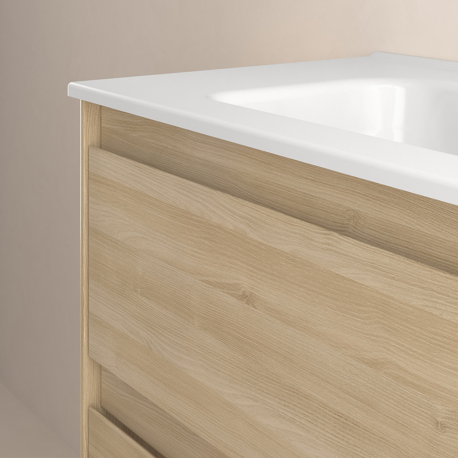 WS Bath Collections Ambra 48-in Nordic Oak Single Sink Bathroom Vanity with Ceramic White Ceramic Top (Mirror Included)