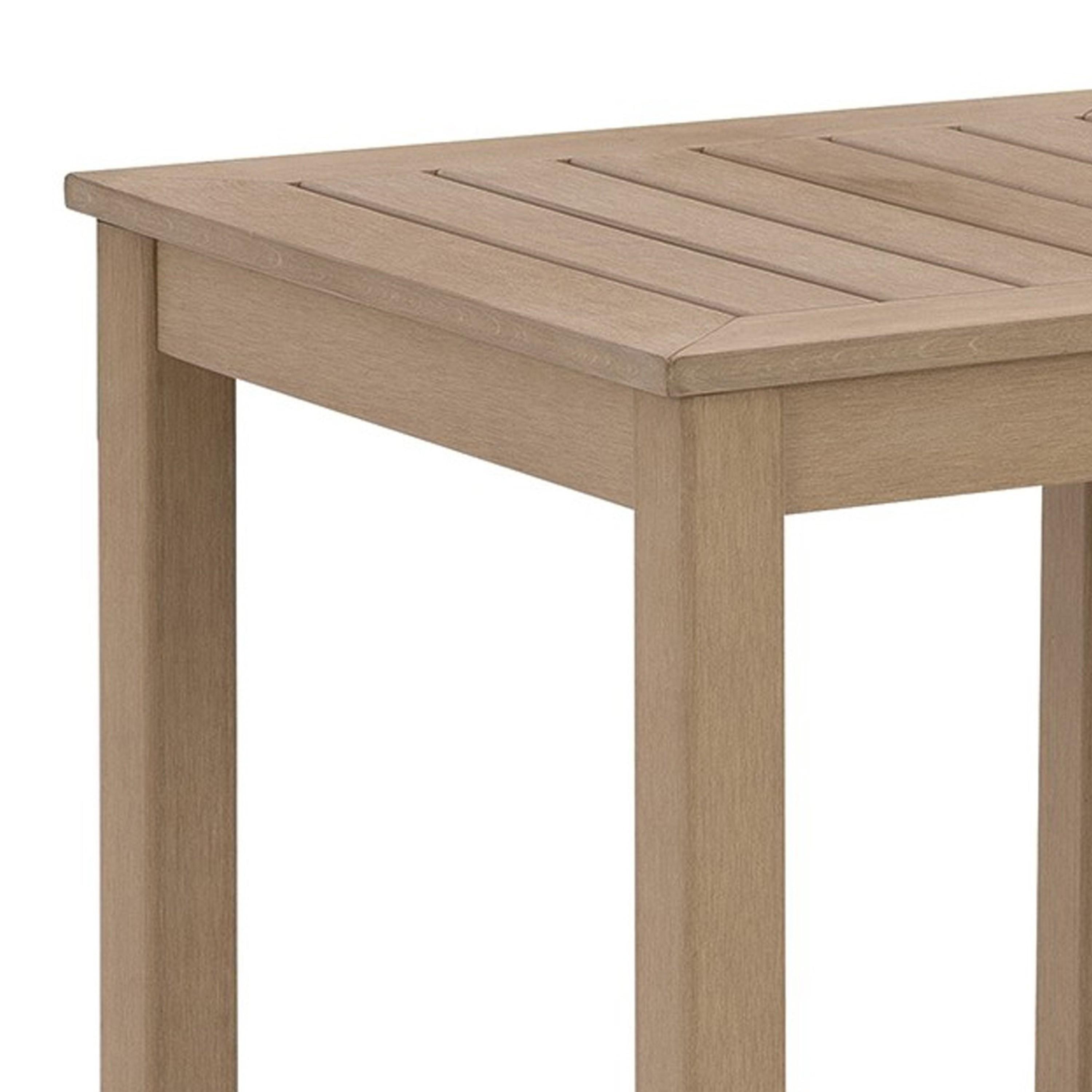 Beige Weatherwood Resin Square Outdoor End Table