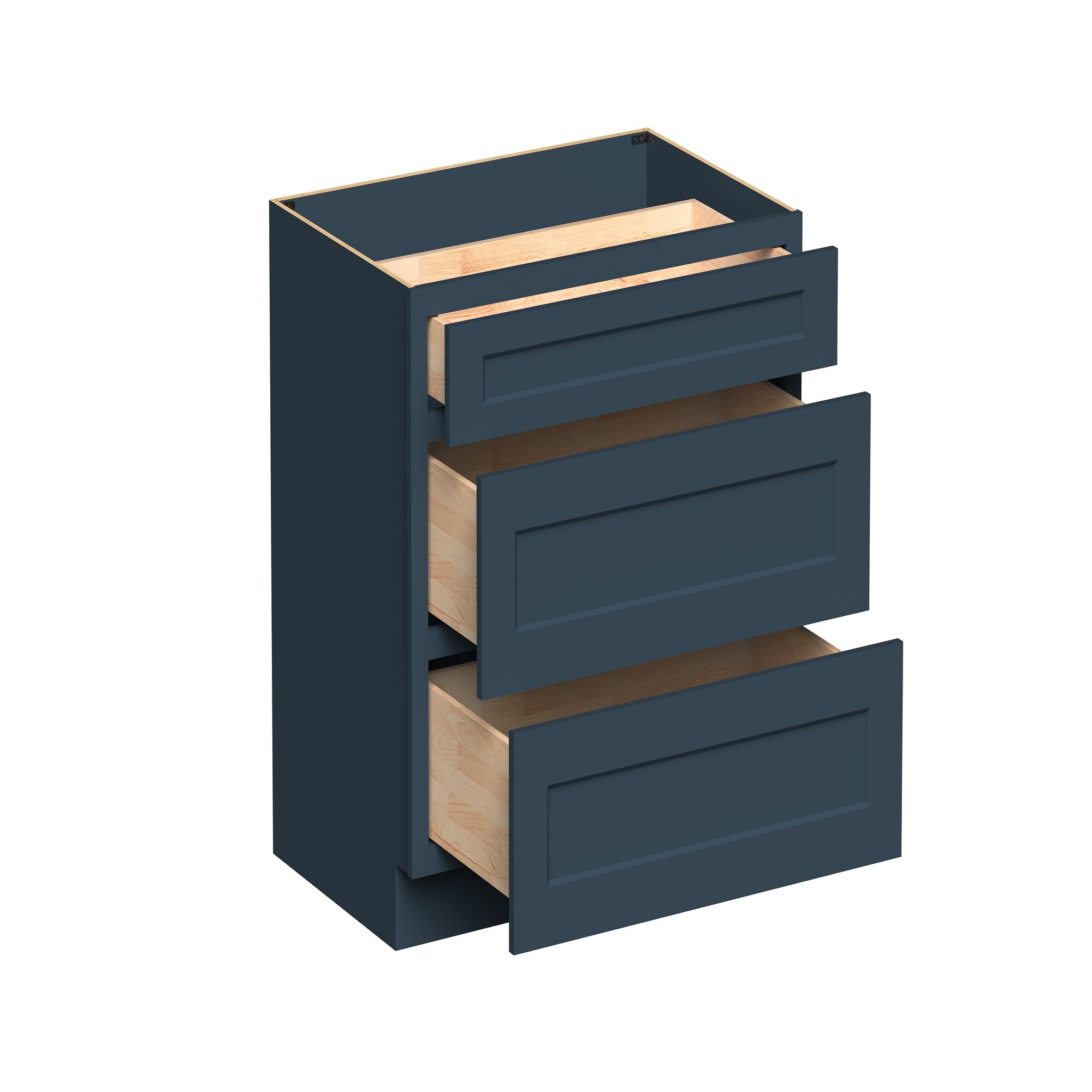 Boyel Living 36-in W x 34.5-in H x 24-in D Charcoal Blue Shaker Ready-to-Assemble Kitchen 3-Drawer Base Cabinet with Soft-Close Drawers