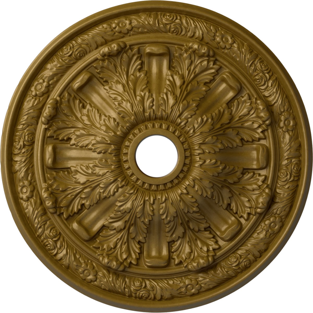Ekena Millwork CM30FLGLS Flagstone 30-in W x 30-in L Painted Gold Polyurethane Whole Ceiling Medallion
