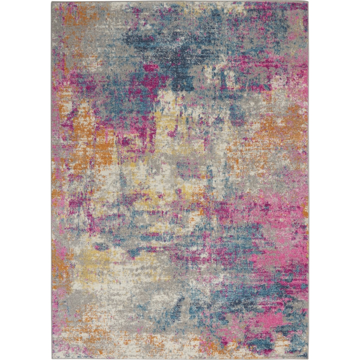 HomeRoots 4000385714 5 x 7 (ft) Polypropylene Ivory Multi Rectangular Indoor Abstract Area rug