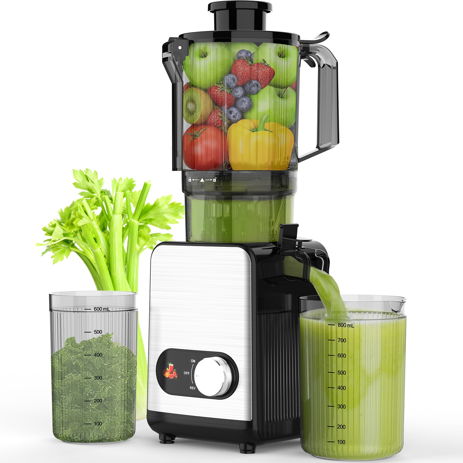 COWSAR LSE-27906KJU0 23.67-oz Juice Extractor with Removable Pulp Tray ( Stainless steel Knob control )