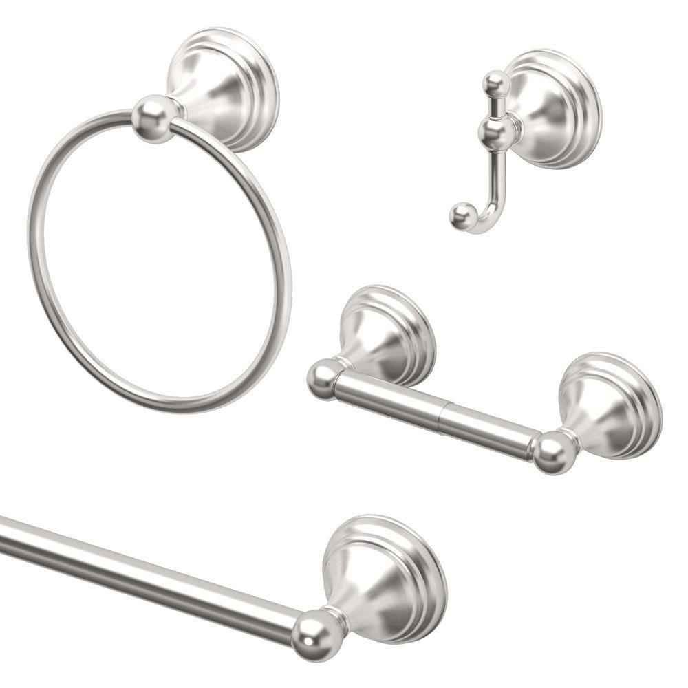 Gatco Charlotte Satin Nickel Metal Bath Accessory Set in the Bathroom