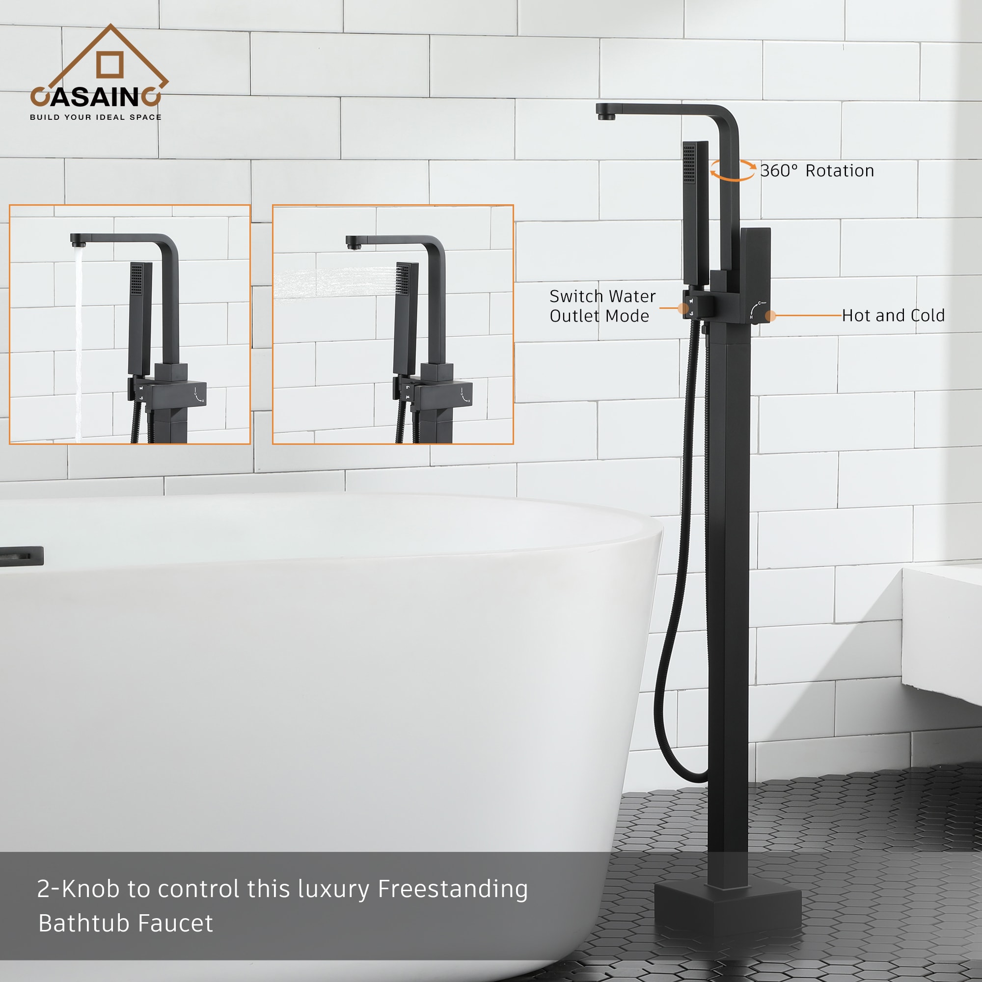 CASAINC TC15-MB Roman-Tub-Faucets - View #5