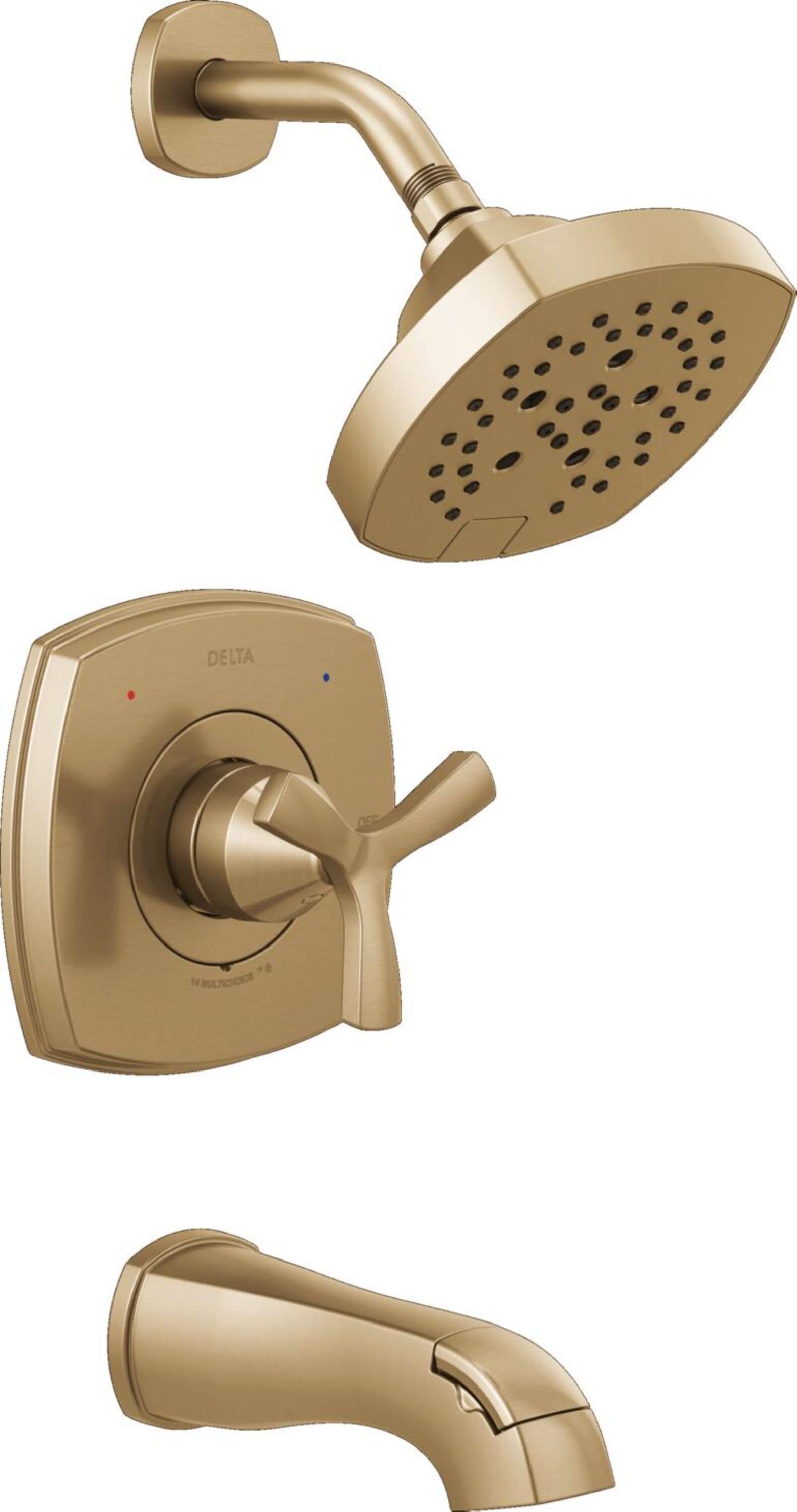 Delta T144766-CZ-PR Stryke Lumicoat Champagne Bronze 1-handle Multi-function 7.0-Inches Round Bathtub and shower Faucet
