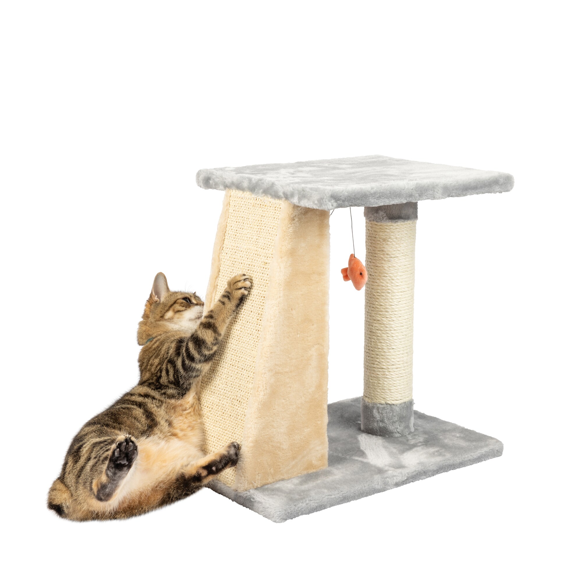 Gray and Beige Sisal Carpet Two-Level Cat Scratcher