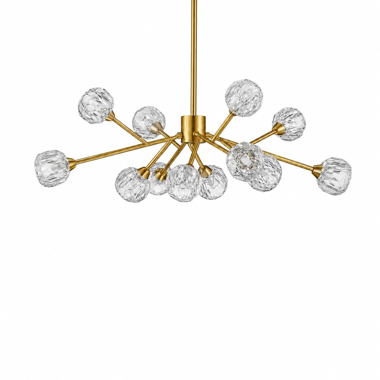 Aoibox  12 Light Gold Sputnik Crystal Chandelier 36 in W Mid Century Pendant with Adjustable Rods for Dining Room