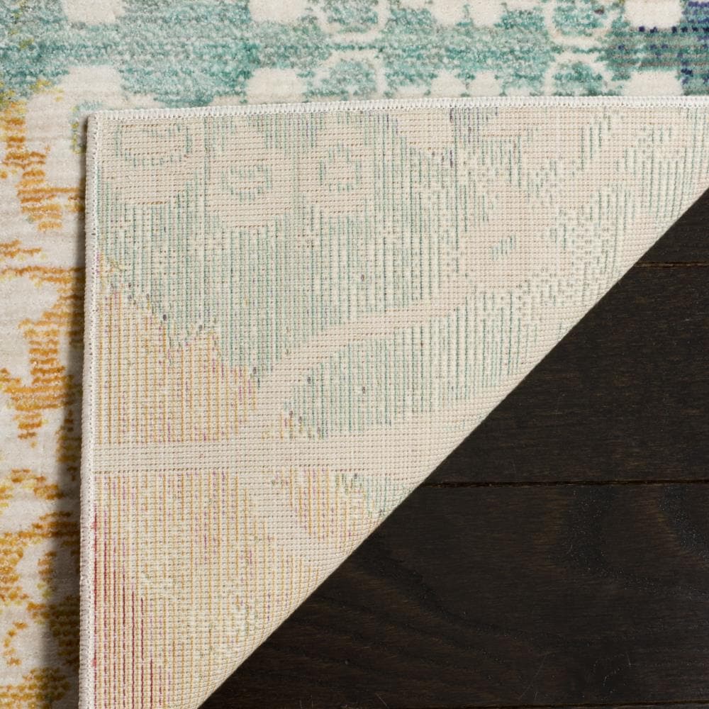 Blue and Rust Abstract Synthetic 6' x 9' Area Rug
