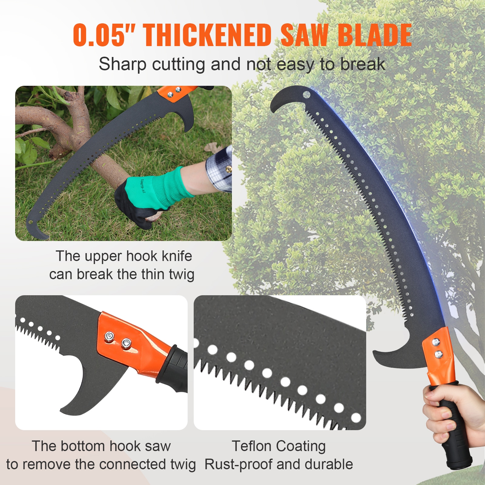 VEVOR 27 FT Manual tree pruner Telescoping Pole Pruning Saw in the Pole ...
