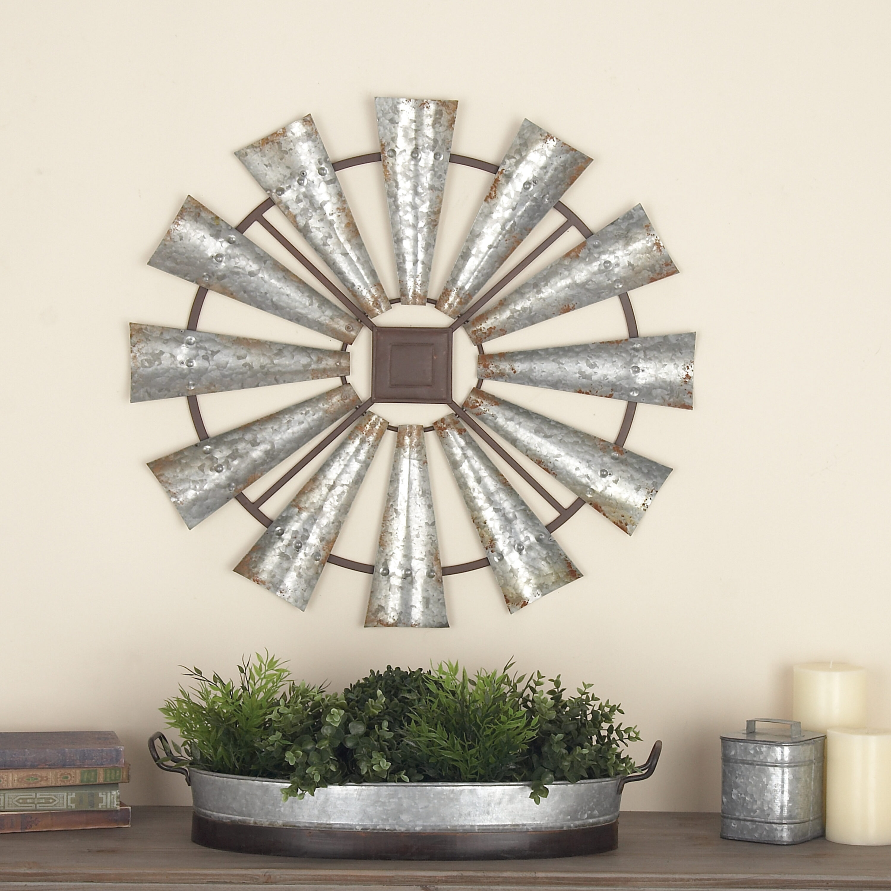 Grayson Lane 1-in W x 30-in H Metal Windmill Country Wall Sculpture in ...