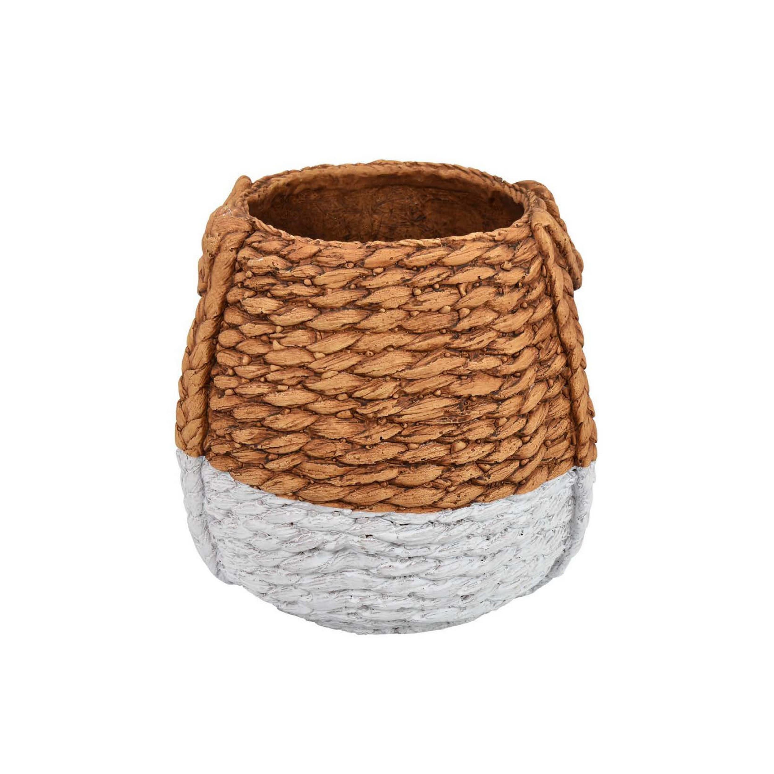 Benzara BM309750 Round 11.75-in W x 11.75-in H x 11.75-in D White Resin Indoor/Outdoor Planter