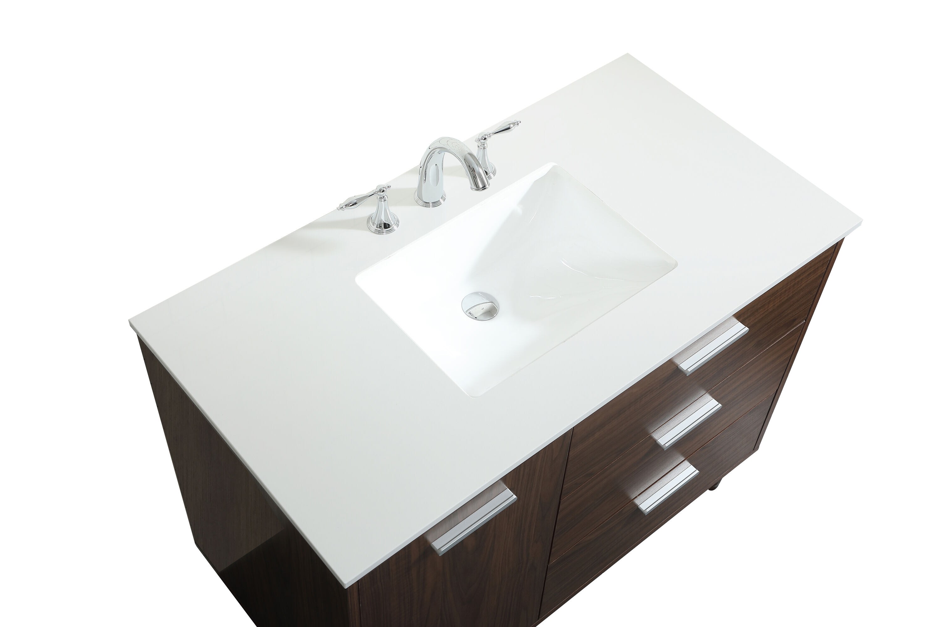 Walnut and Calacatta White 42" Single Vanity with Engineered Marble Top