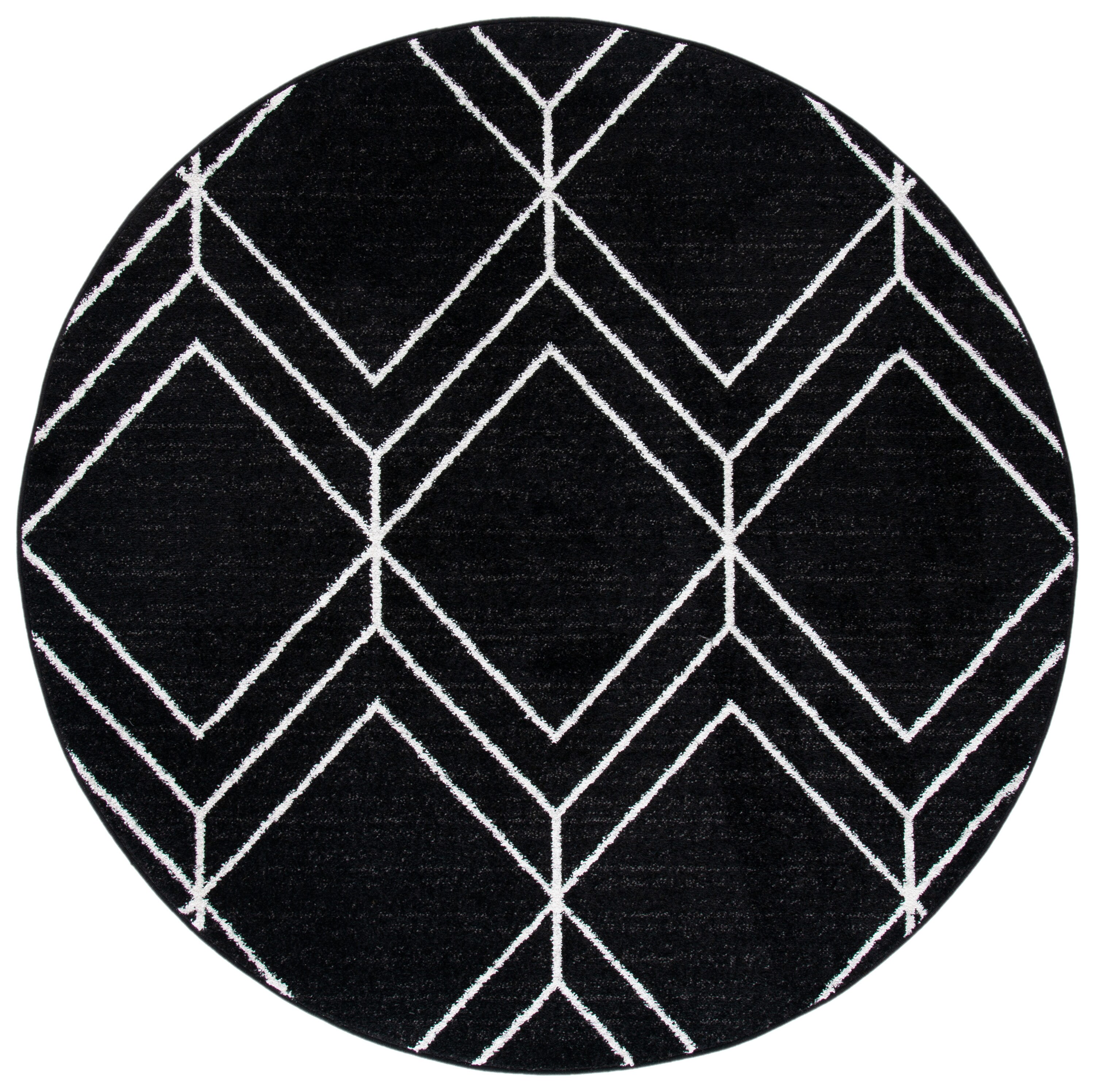 Safavieh ADR241Z-6R Adirondack 6 x 6 (ft) Loomed Polypropylene Black/Ivory Round Indoor Geometric Bohemian/Eclectic Area rug