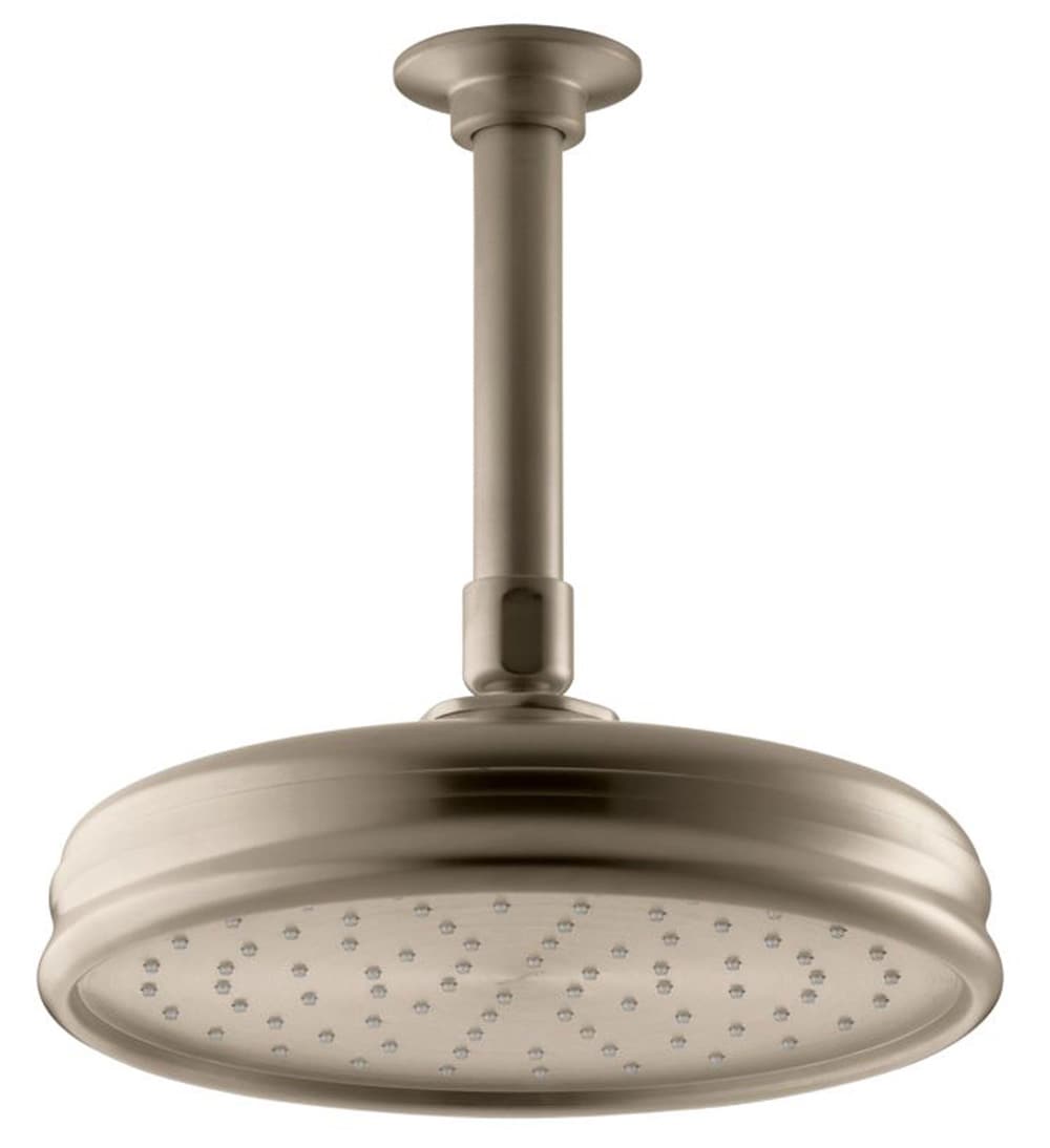 KOHLER 13692-BV Traditional 1.0 -Spray Vibrant brushed bronze 8.4375-in Round Fixed Rain Shower Head 2.5 GPM