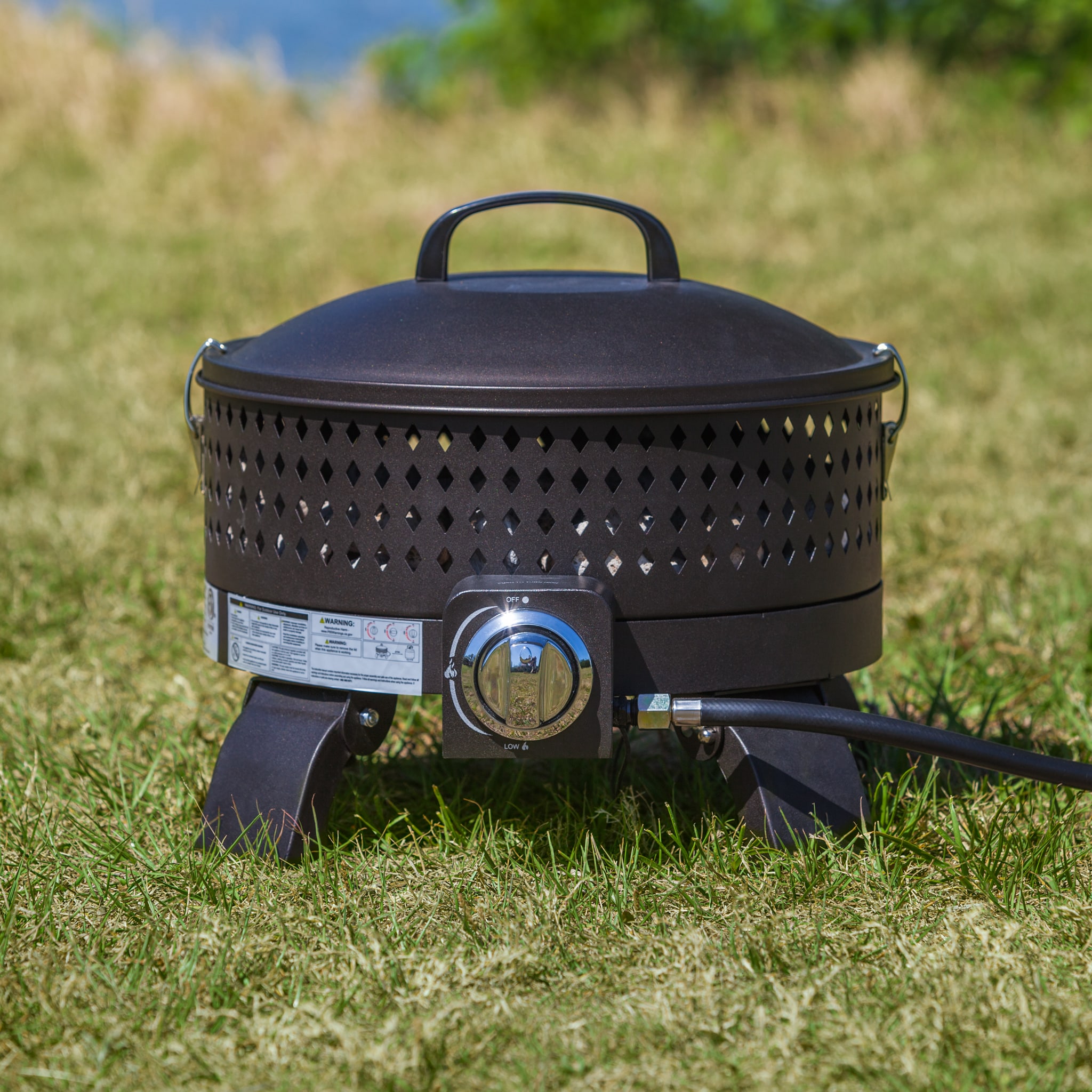 Dark Bronze Portable Gas Fire Pit with Propane Stand, 15"