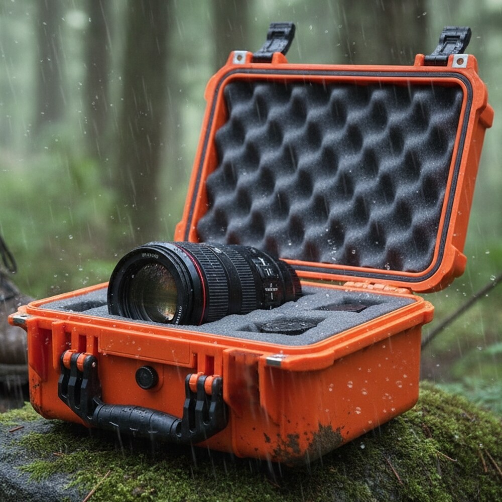 MEIJIA Waterproof 13.35in LX11.63in W x5.98in H Orange hard camera