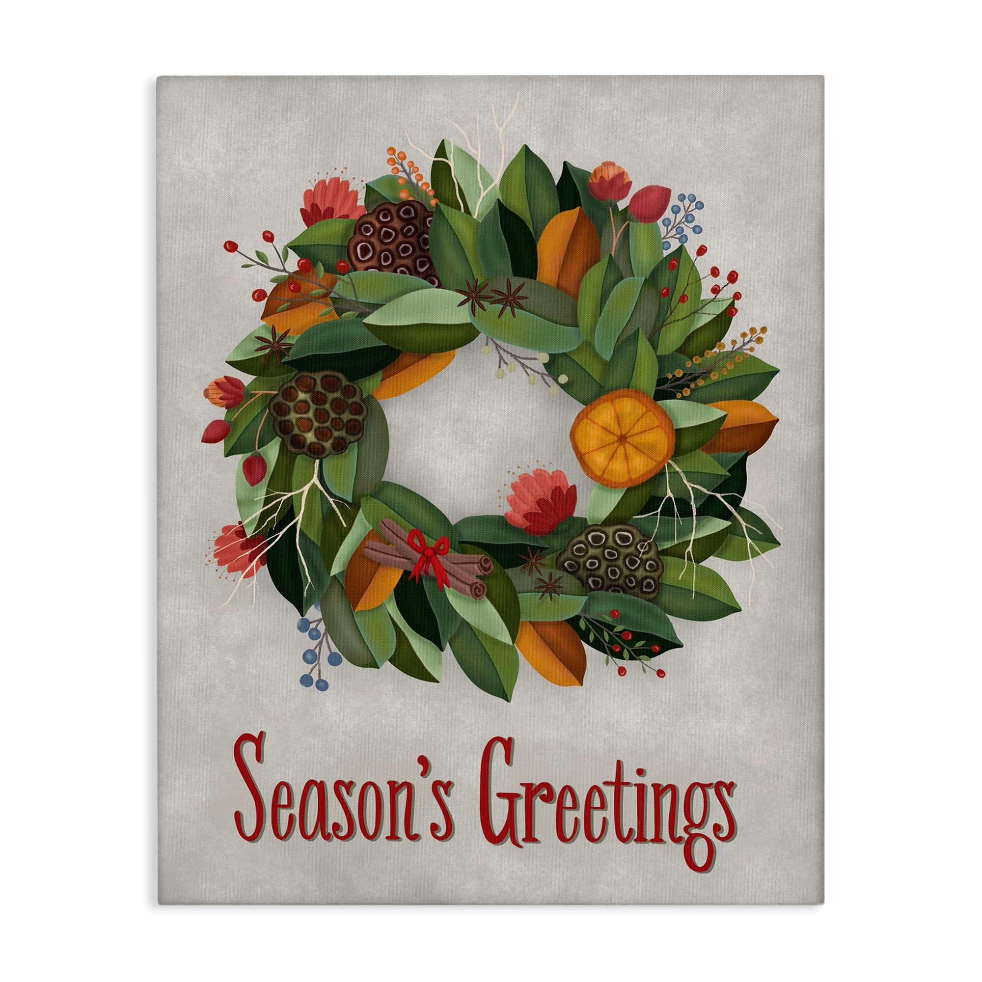 Stupell Industries Holiday Greeting Potpourri Wreath Canvas Art 24 x 30
