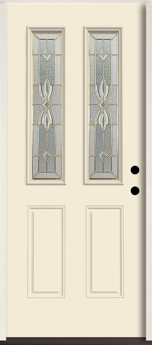RELIABILT LO964254 Laurel 36-in x 80-in x 4-5/8-in Fiberglass Twin lite Left-hand inswing Bisque Paint Painted Prehung Front Door Insulating core