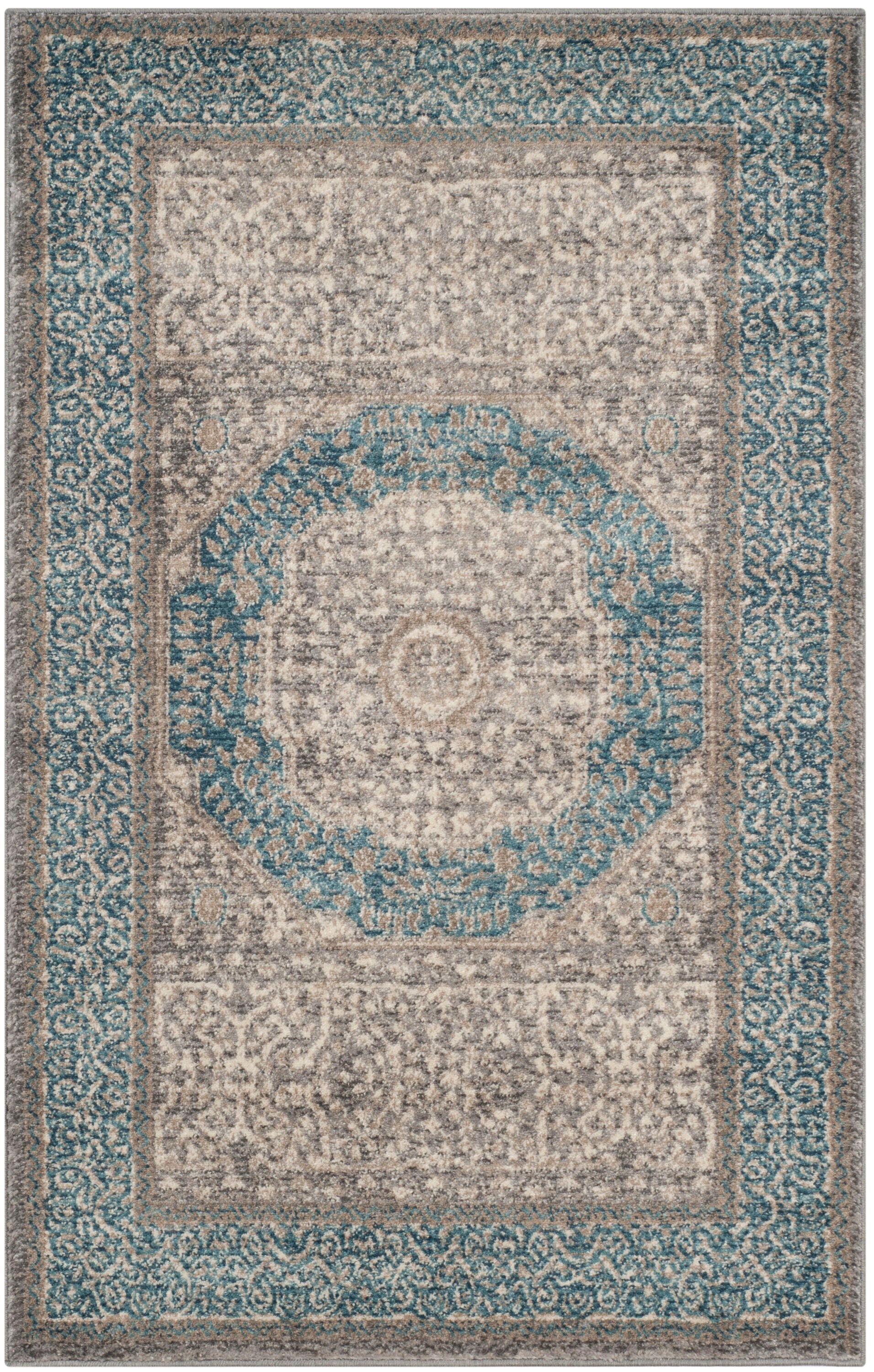Elegant Gray Synthetic Hand-Knotted 30" Rectangular Area Rug
