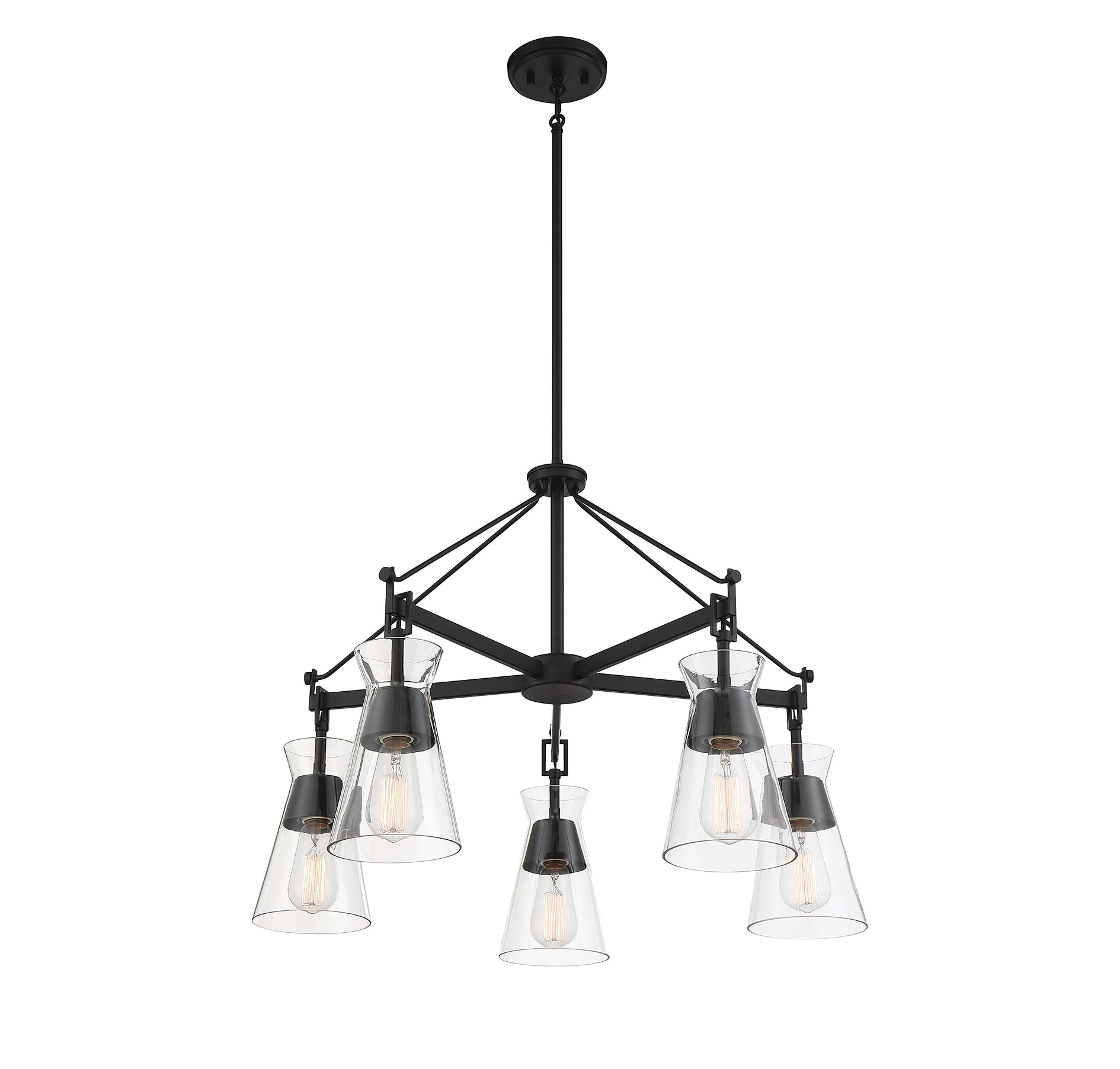 Lakewood Matte Black Mid-Century Modern 5-Light Chandelier