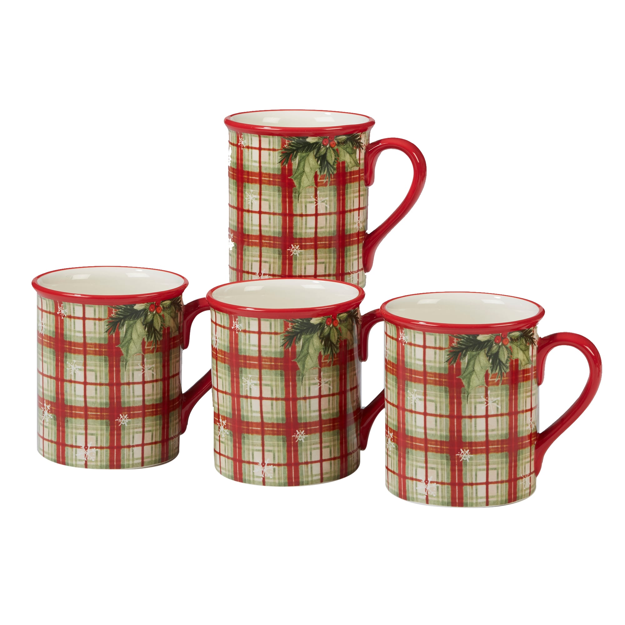 Certified International Set of 4 Microwave Safe Earthenware Christmas Mug Set - Mix and Match 