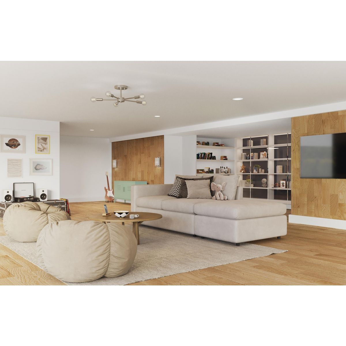Delayne 16'' Brushed Nickel 5-Light Semi-Flush Mount