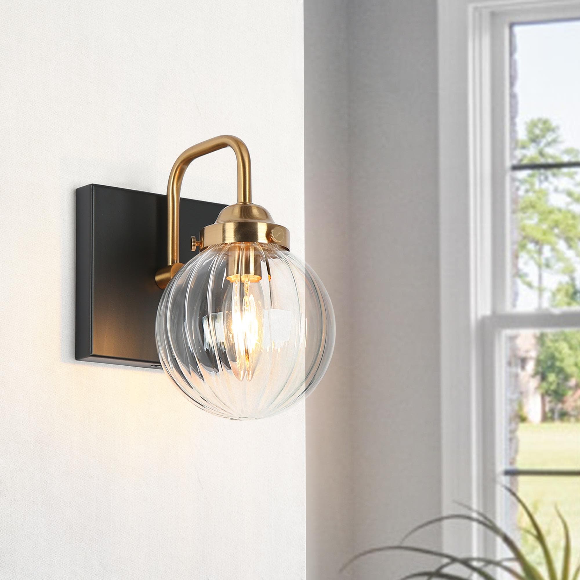 Zevni Plug-In or Hardwired DIY Wall Sconce, 1-Light Modern Black