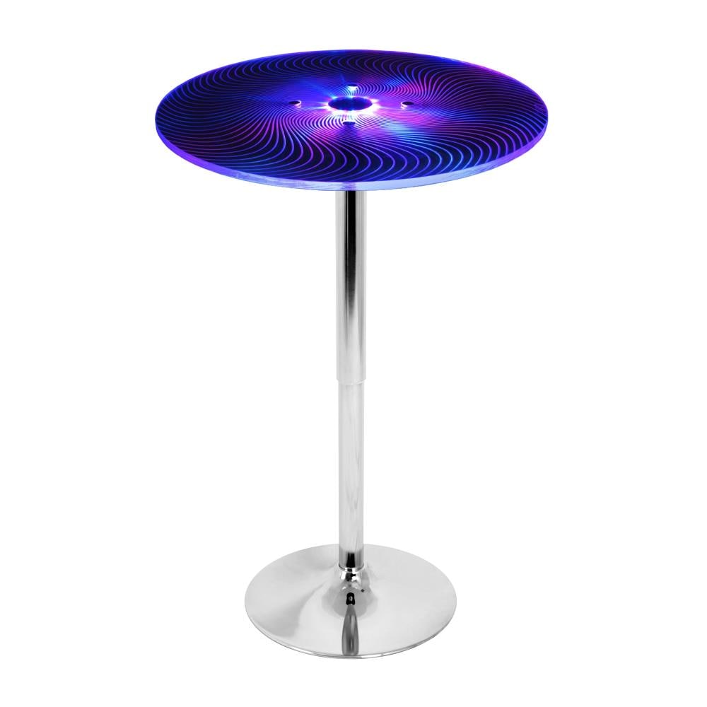 LumiSource BT-SPYRA Spyra Multi Round Contemporary/Modern Extending Adjustable Table, Resin with Multi Metal Pedestal Base 23-in L x 42-in H