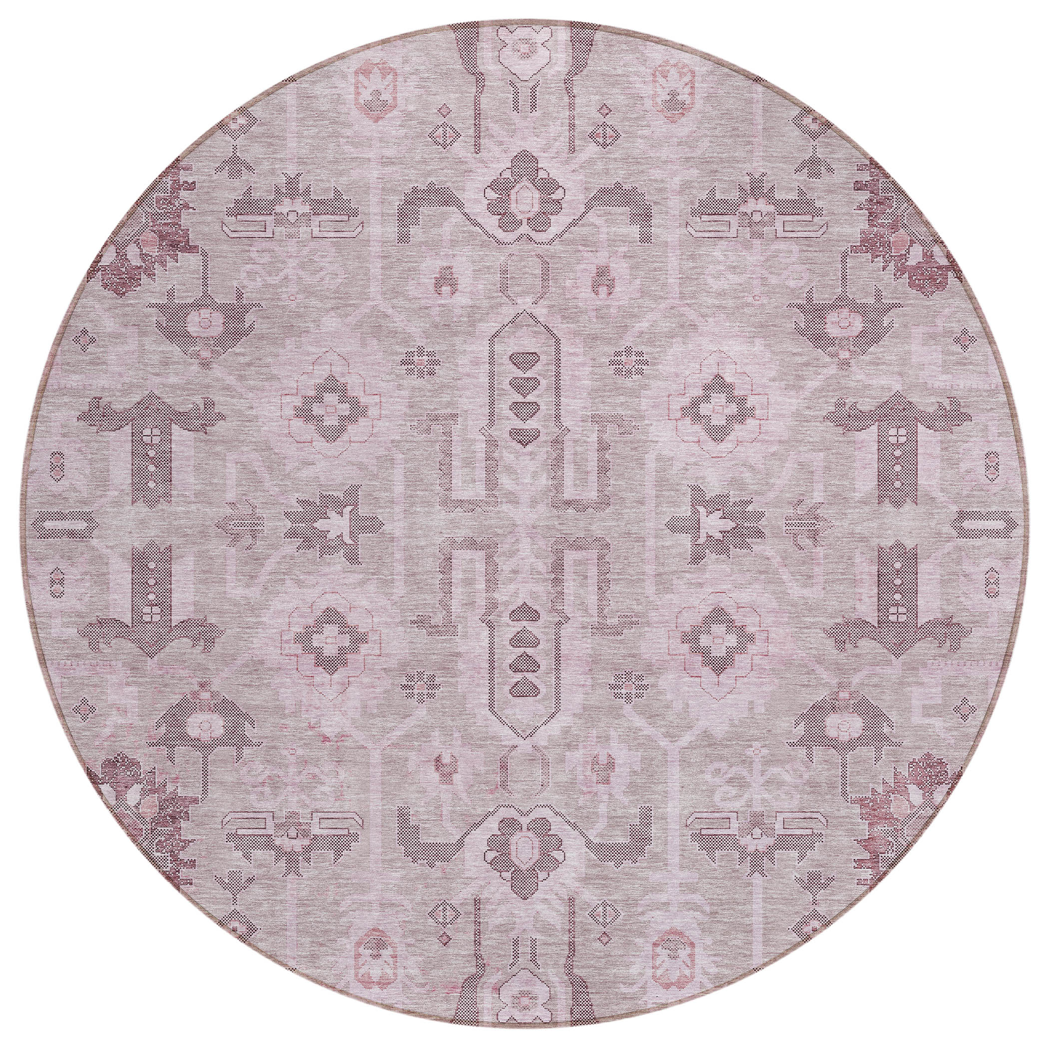 Addison Rugs ACN697PI8RO Chantille ACN697PI 8 x 8 (ft) Polyester Pink Round Indoor/Outdoor Geometric Machine washable Area rug