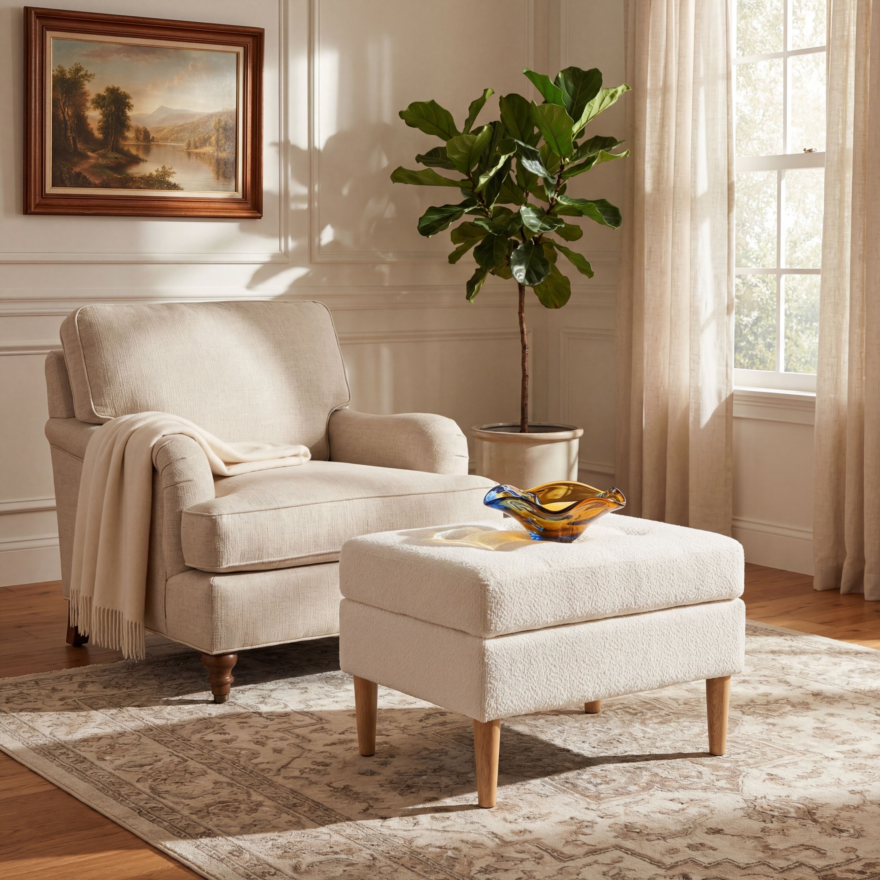 Christopher Knight Home Upholstered Ottoman Solid Wooden Legs