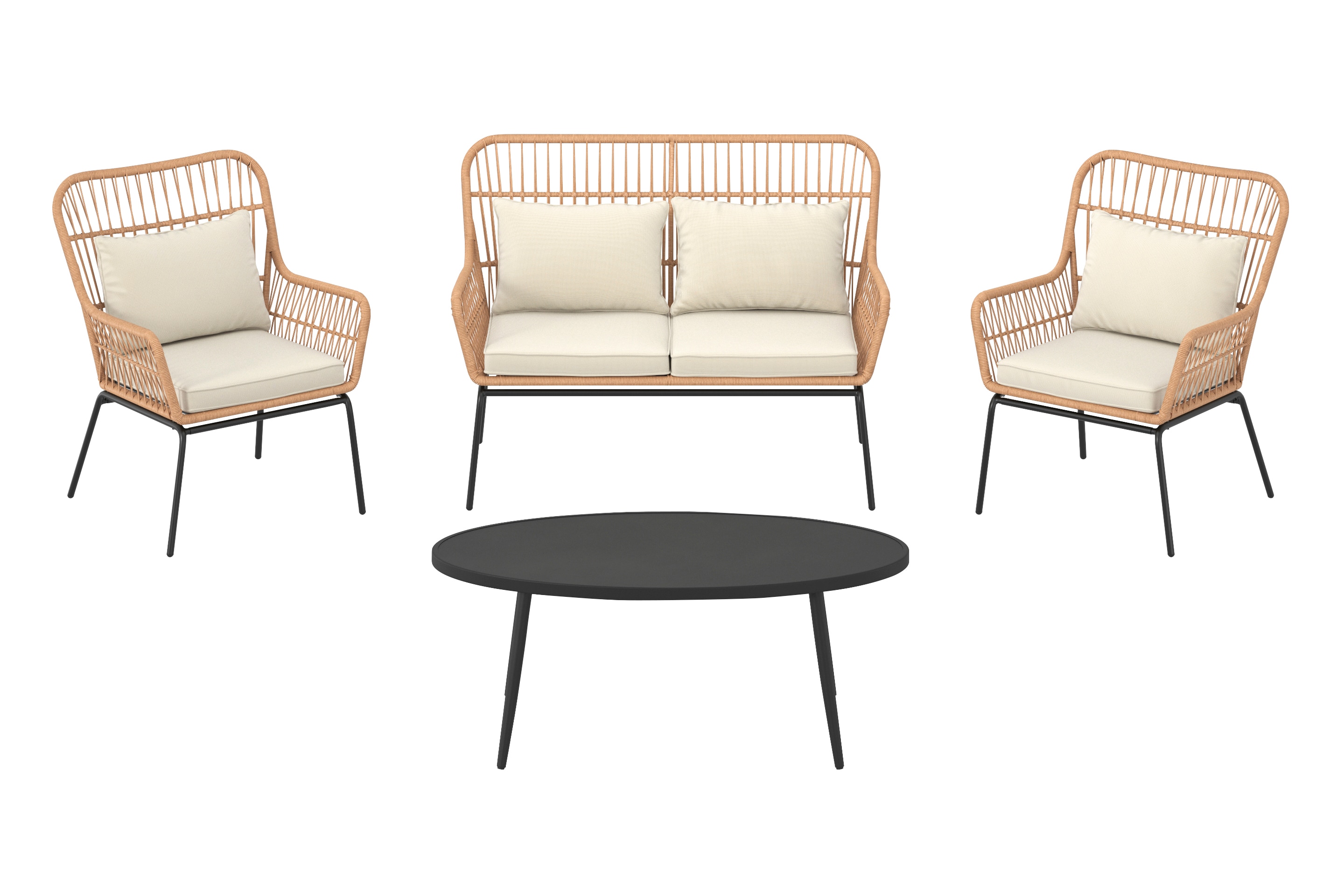department 21 Conversation at with Origin Patio 4-Piece Sets Brynlee Off-white in Cushions Patio Set Conversation the Wicker