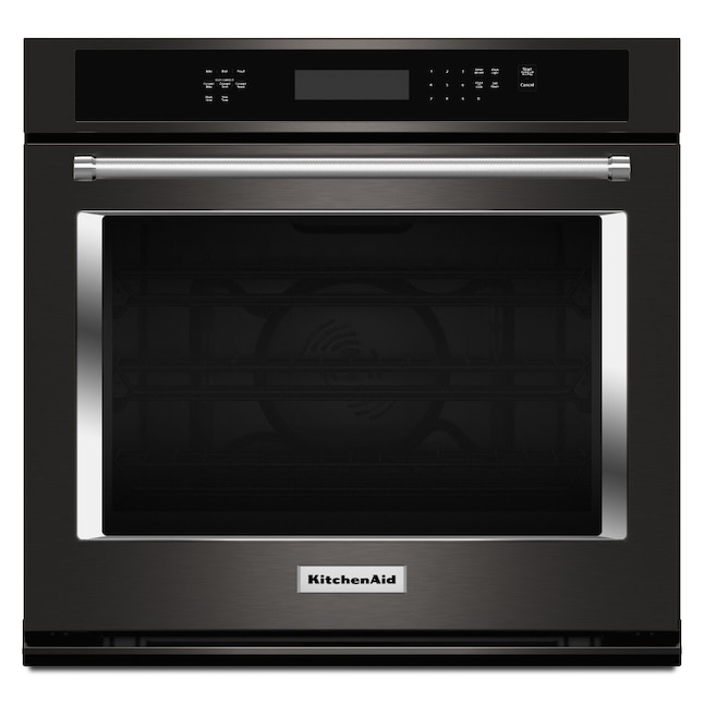 Kitchenaid 30 In Self Cleaning Convection Single Electric Wall Oven Black Stainless With Printshield The Ovens Department At Com - Best 30 Single Electric Wall Oven