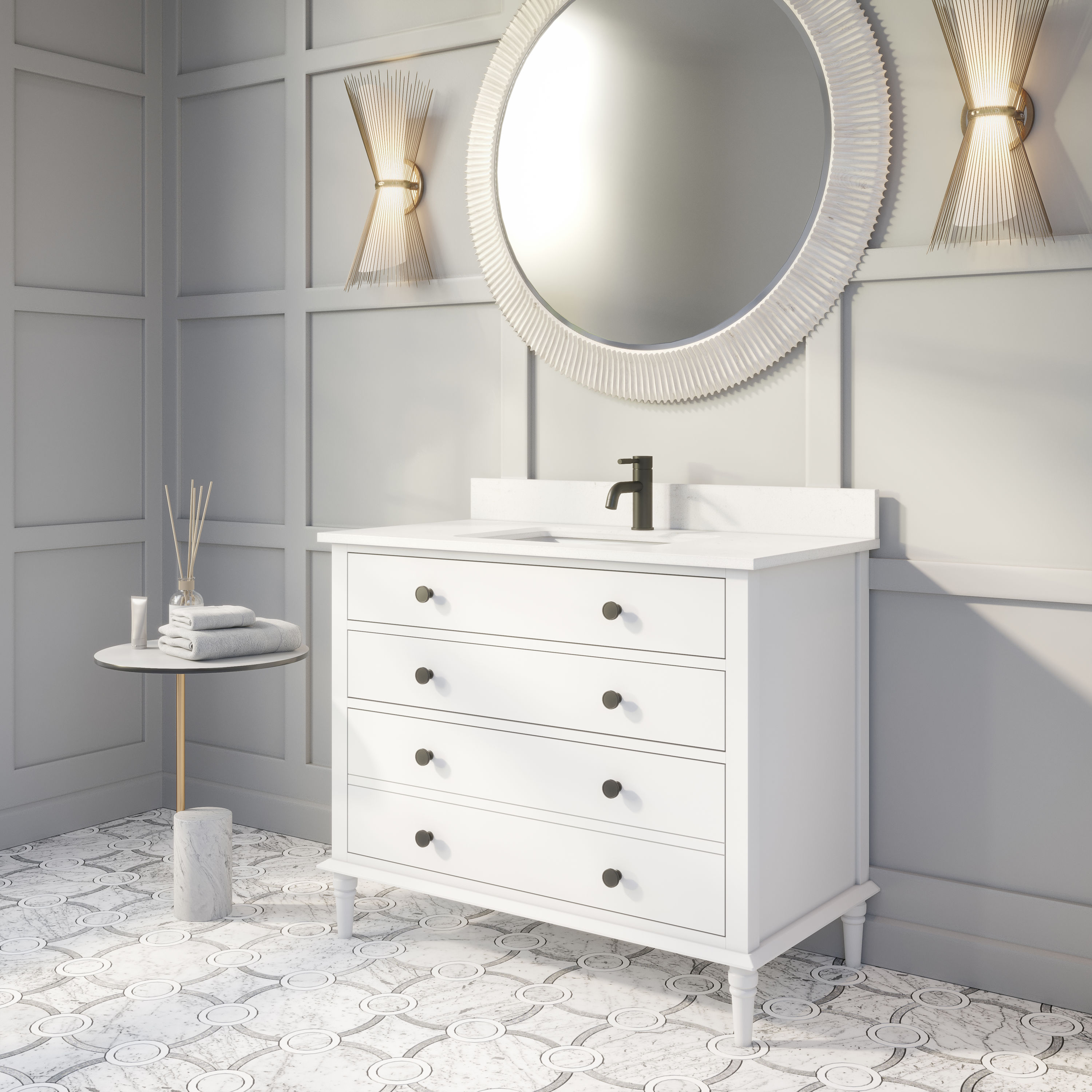 Spa Bathe Farrow 42-in White Undermount Single Sink Bathroom Vanity ...