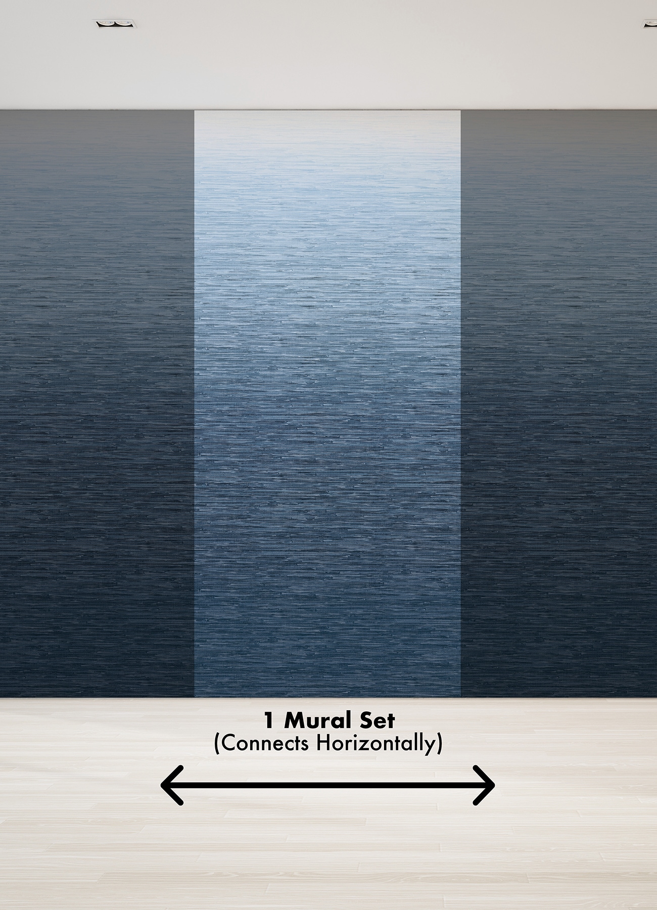 Blue Grasscloth Textured Ombre Wall Mural, 2-Piece Set