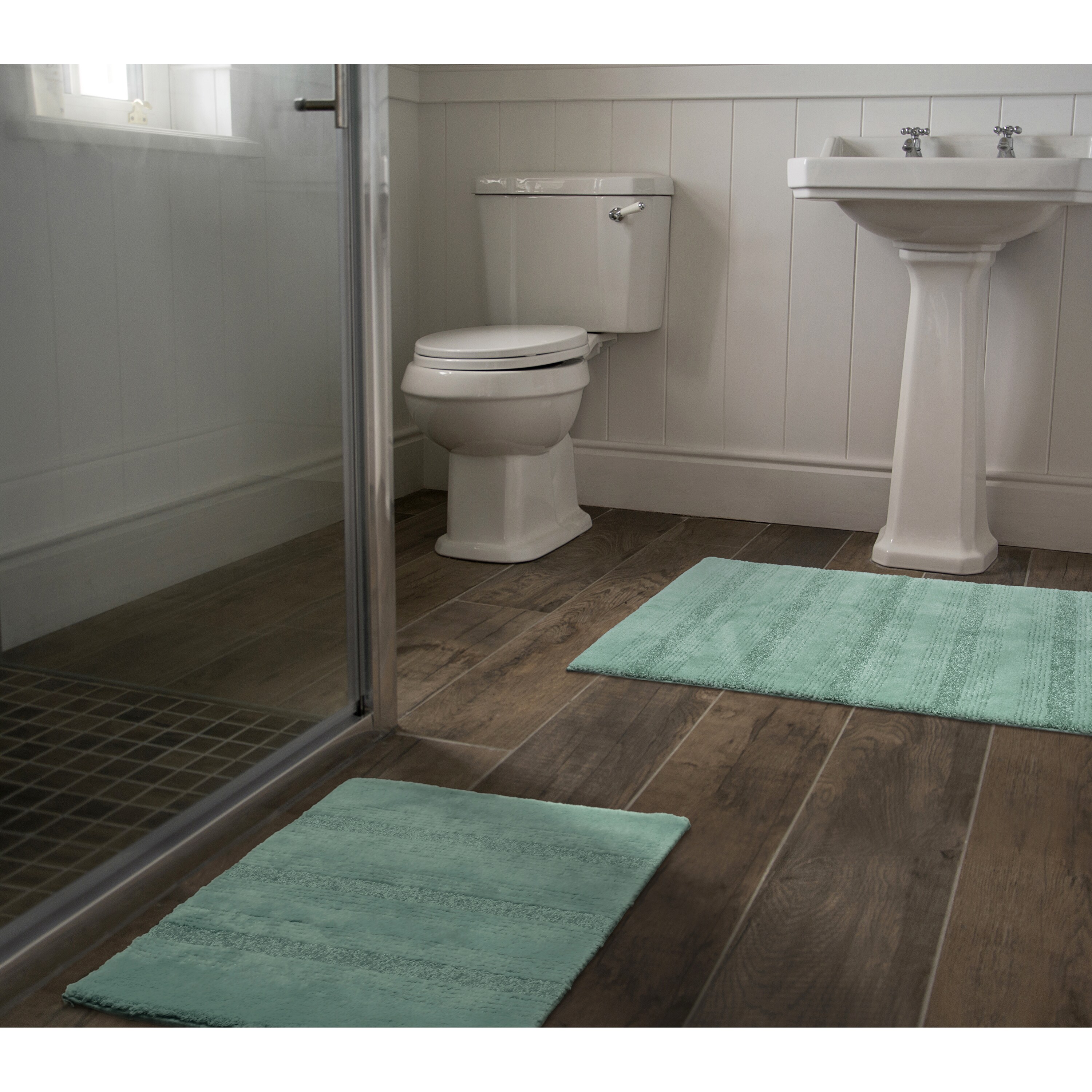Garland Rug BA160W2P04I6 Essence 21-in x 34-in Sea Foam Nylon Bath mat set