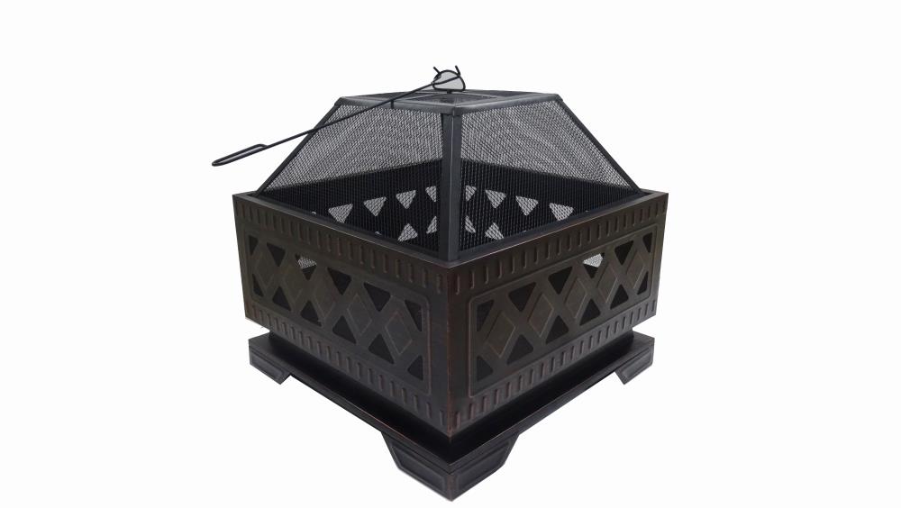 Global Outdoors 25 In W Brushed Bronze Steel Wood Burning Fire Pit In The Wood Burning Fire Pits Department At Lowes Com