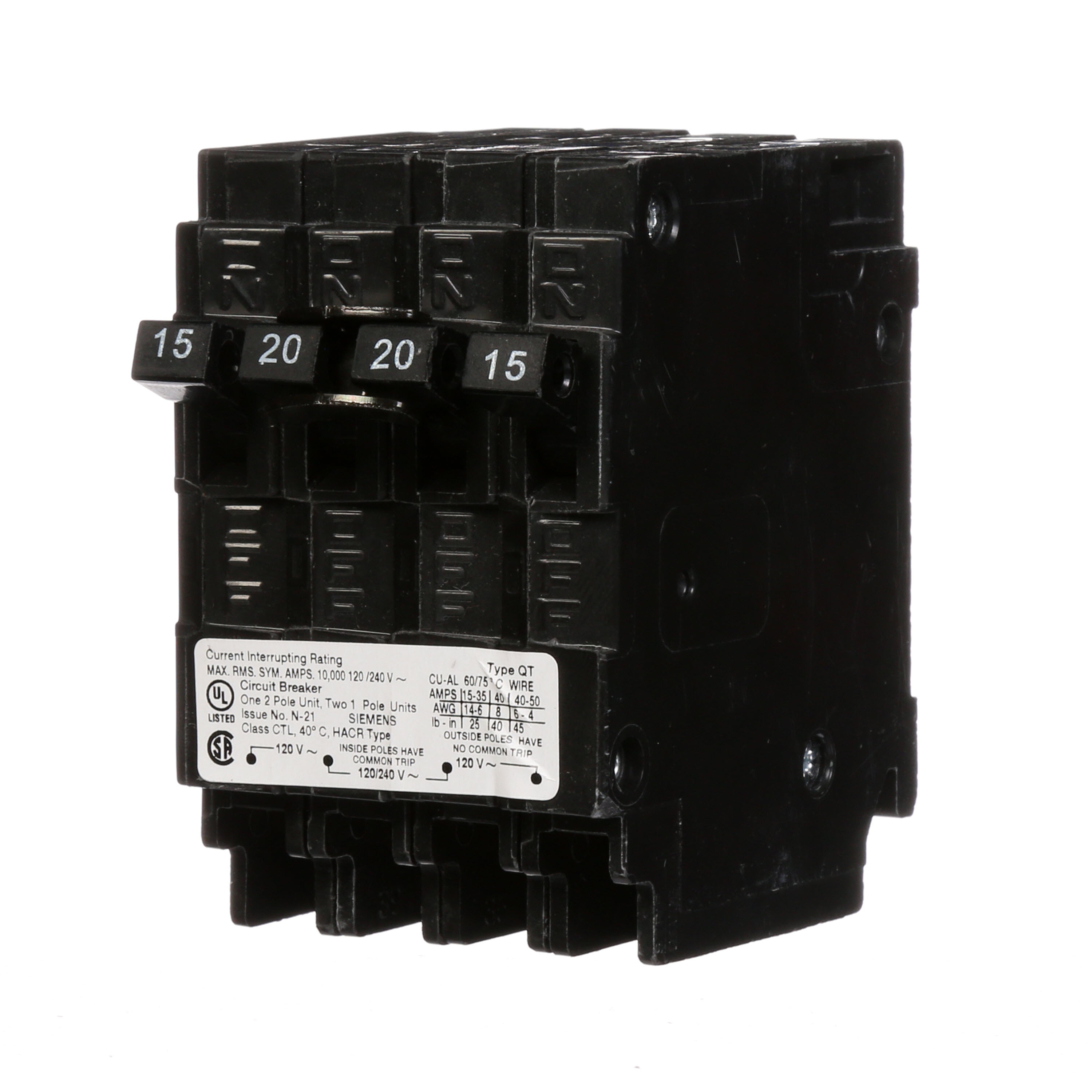 Siemens QT 15-amp/20-amp 4-Pole Quad Circuit Breaker in the Circuit ...