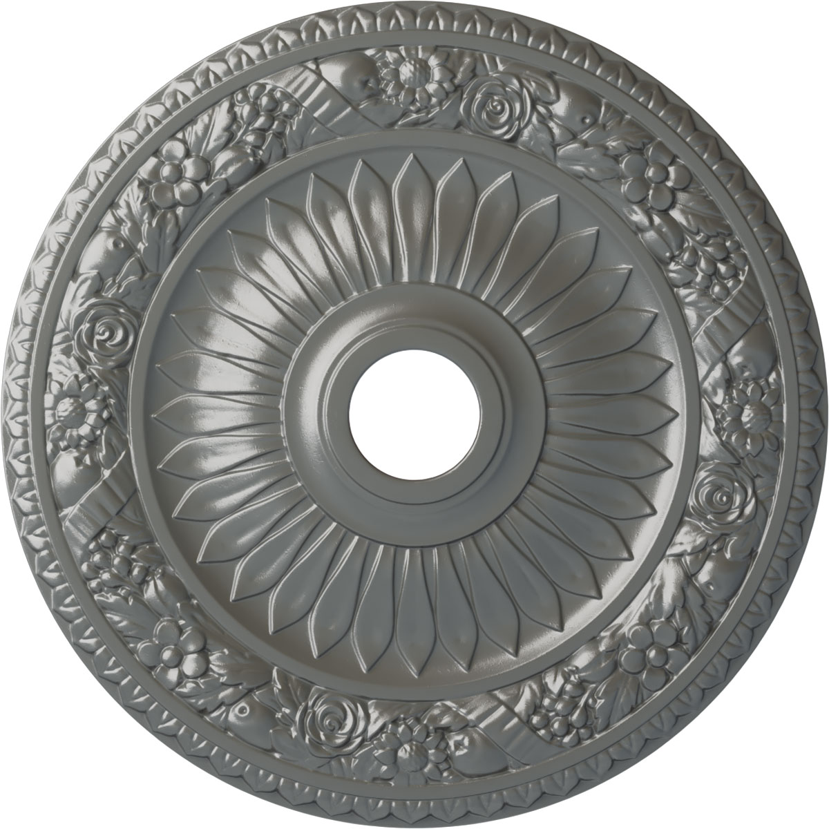 Ekena Millwork CM23BESLS Bellona 23.625-in W x 23.625-in L Painted Silver Polyurethane Whole Ceiling Medallion