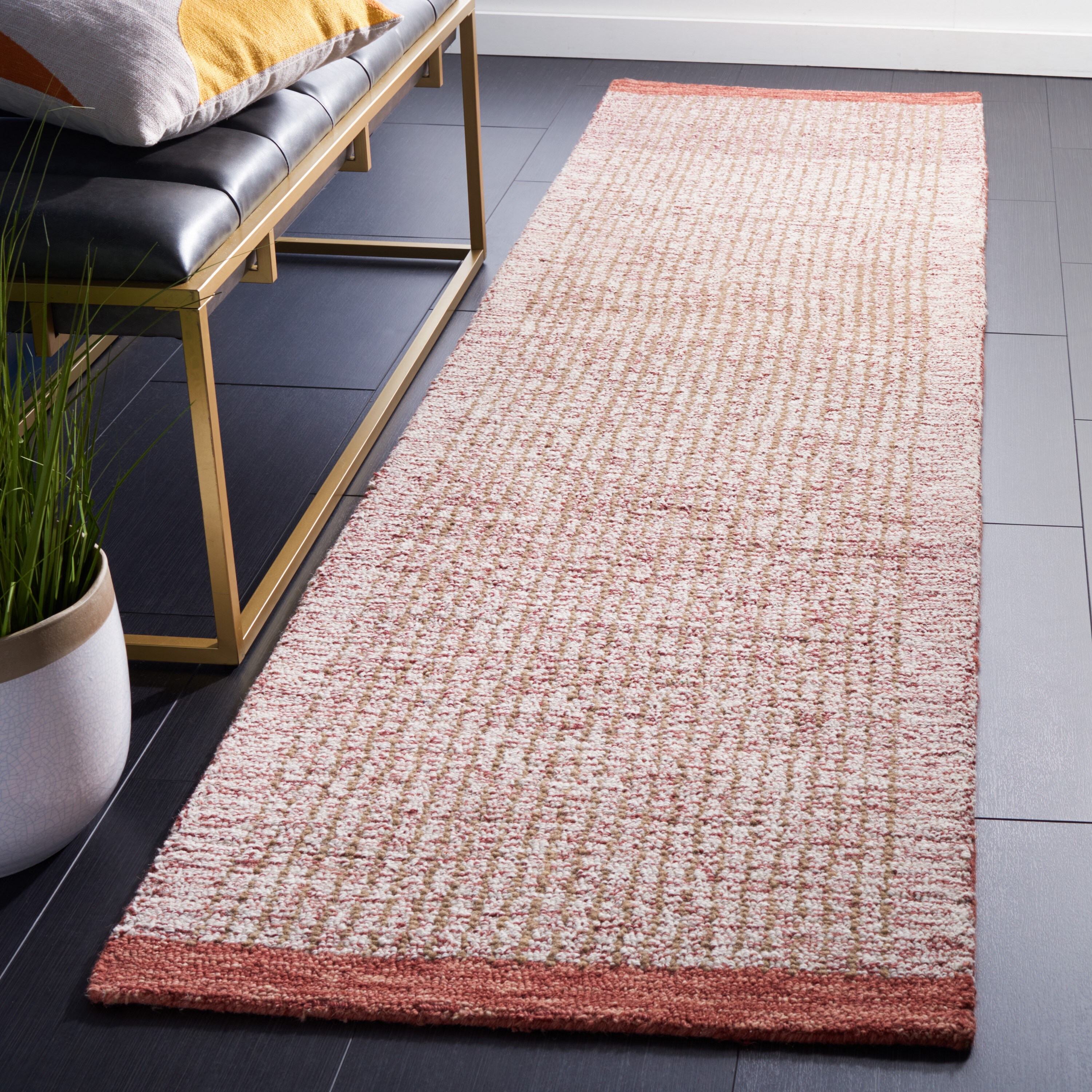 Safavieh MET151Q-29 Metro Gieneke 2 x 9 (ft) Tufted Wool Ivory/Red Rectangular Indoor Border Bohemian/Eclectic Runner rug