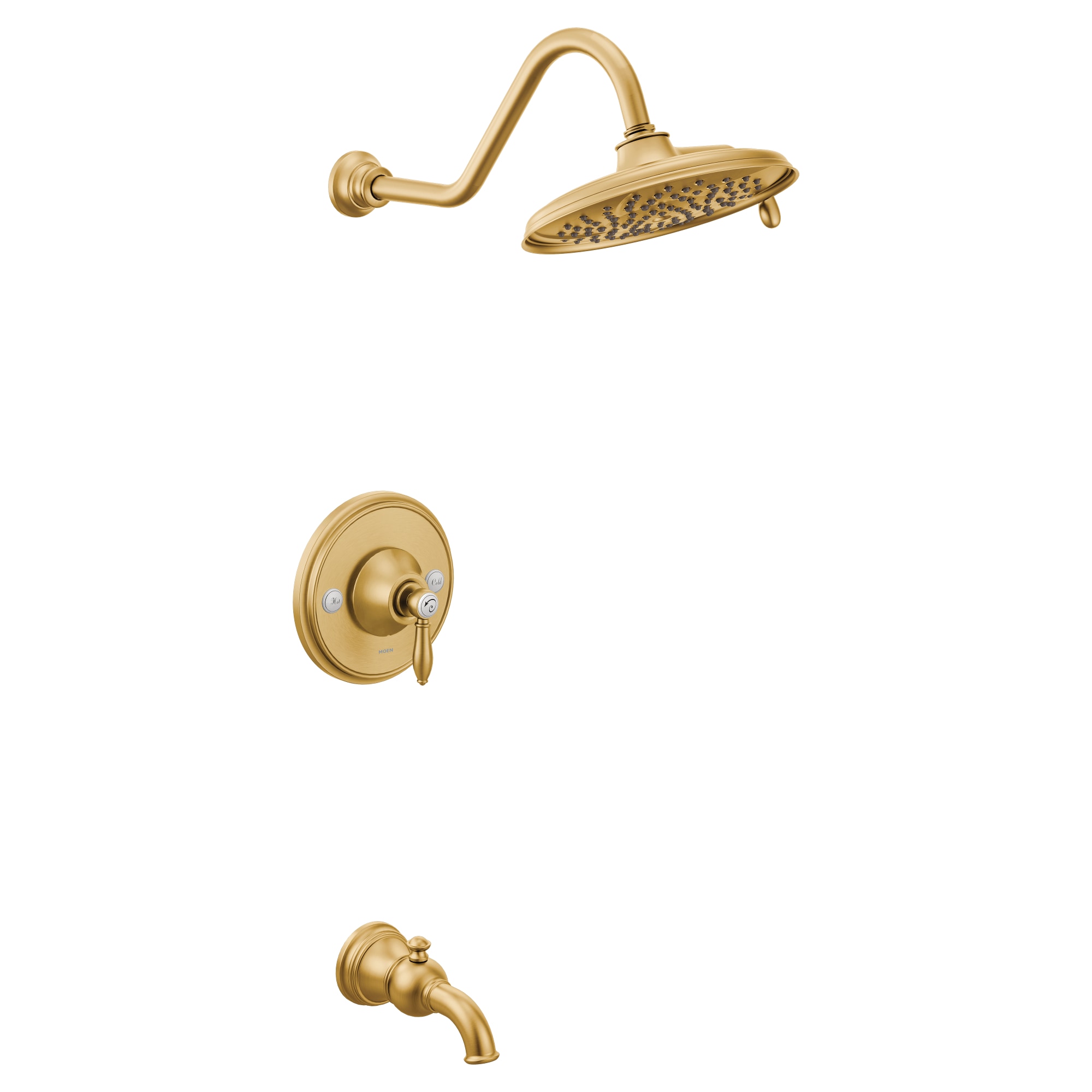 Moen TS32104BG Weymouth Brushed Gold 1-handle Multi-function 9.0-Inches Round Bathtub and shower Faucet