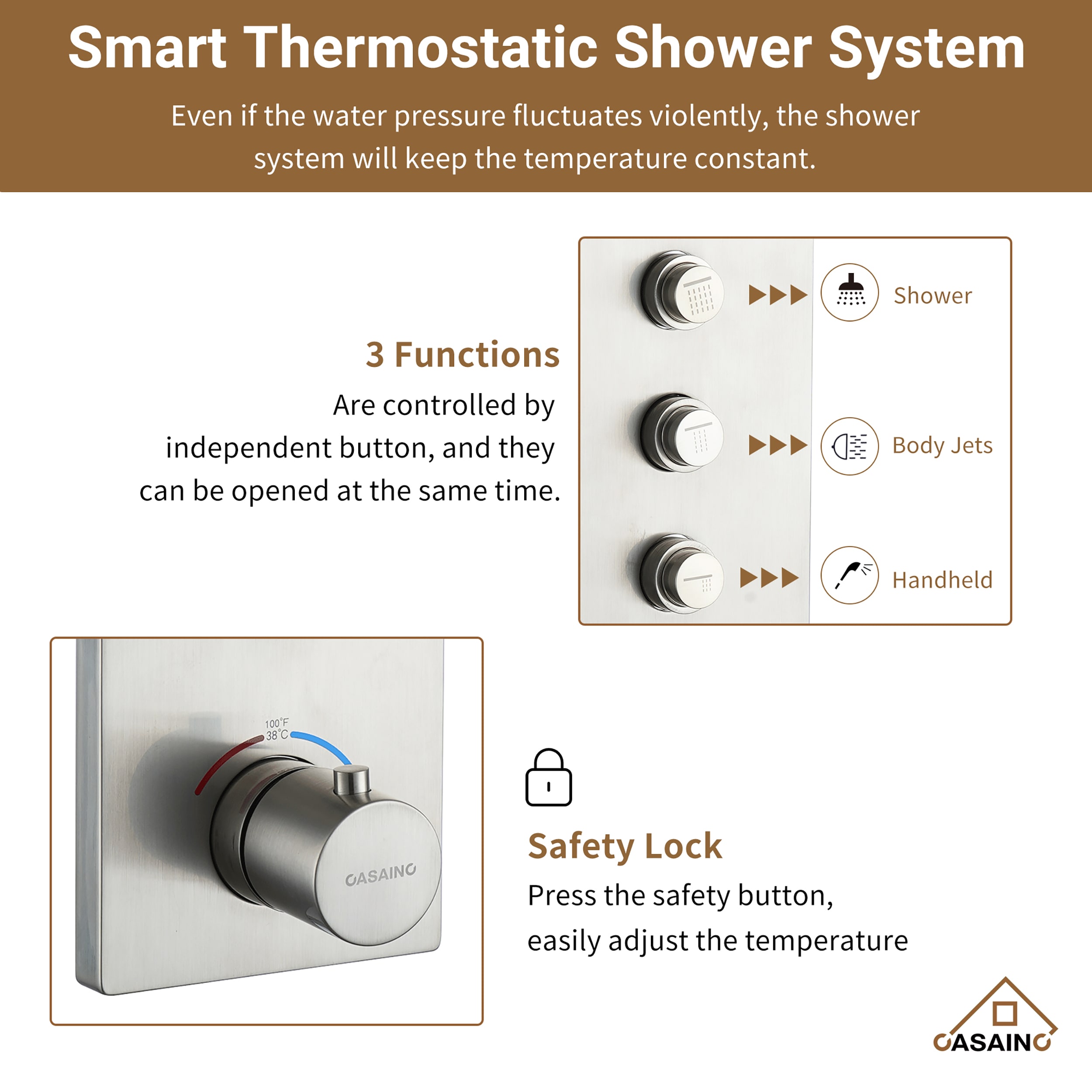 CASAINC CA-102009BV-2 Showerhead-Bar-Panels - View #6