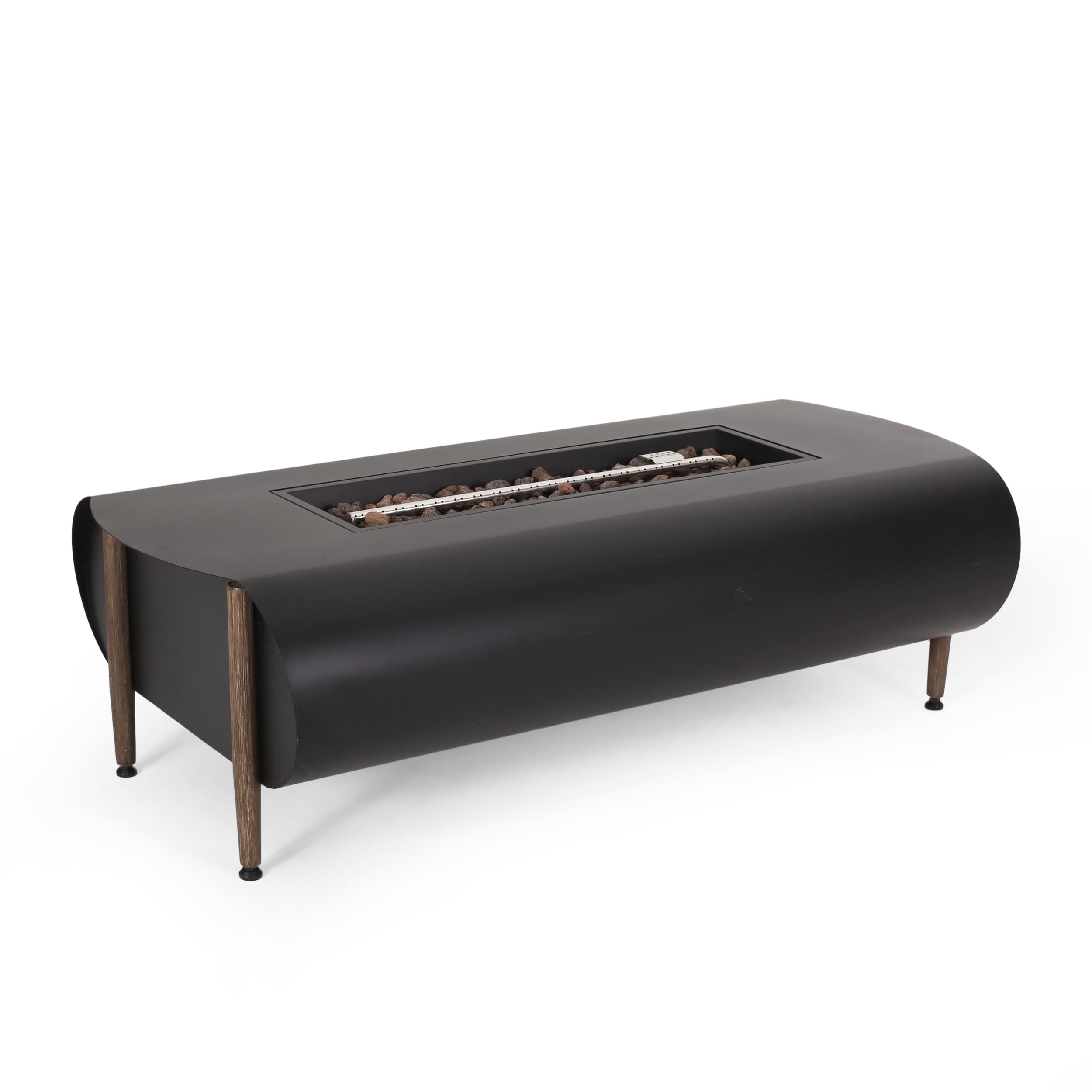 Siavonce - 50-in W 50000 Maximum BTUs Iron Rectangle Liquid propane Fire pit