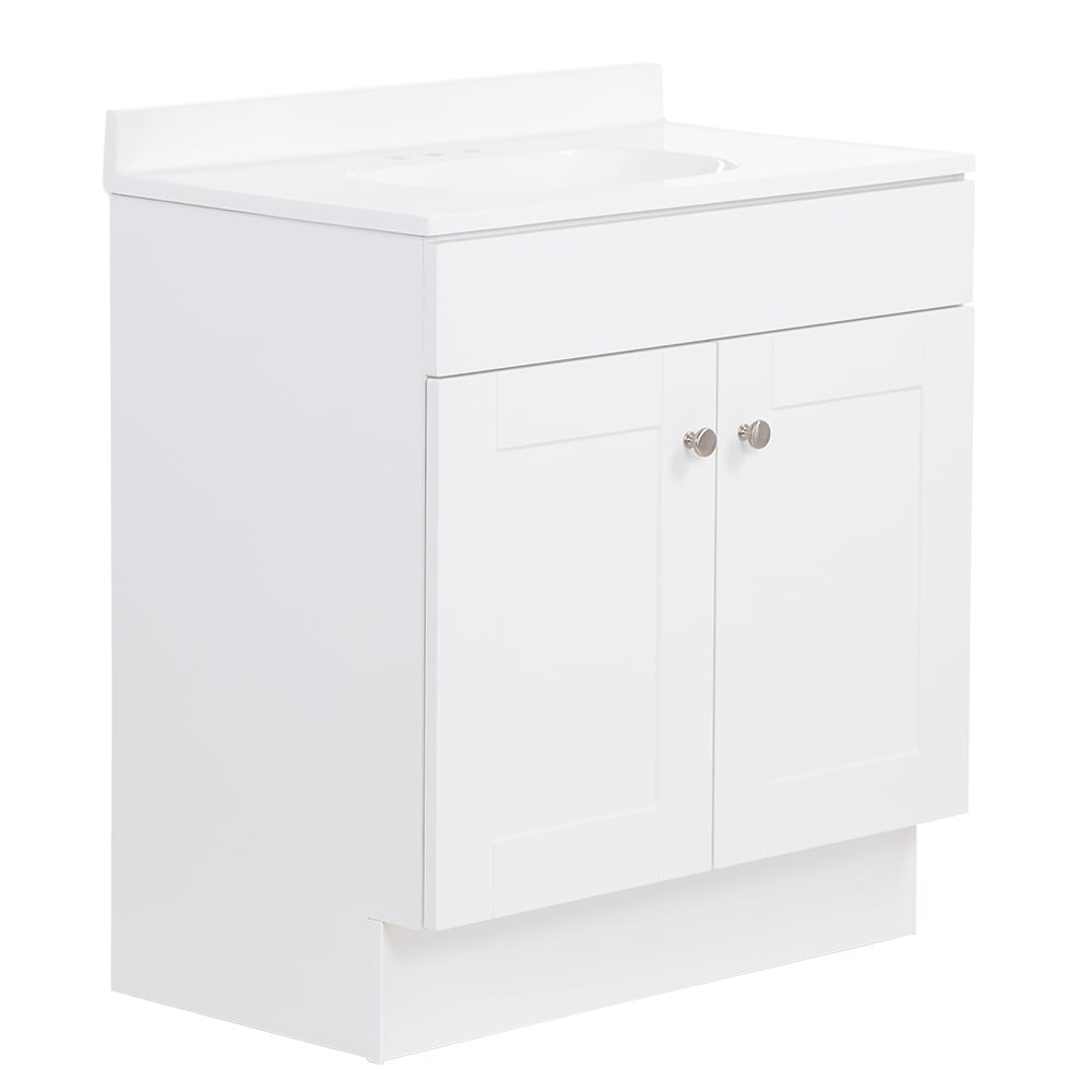 Project Source 30-in Gray Single Sink Bathroom Vanity with White Cultured Marble Top | R39 VBCU3018