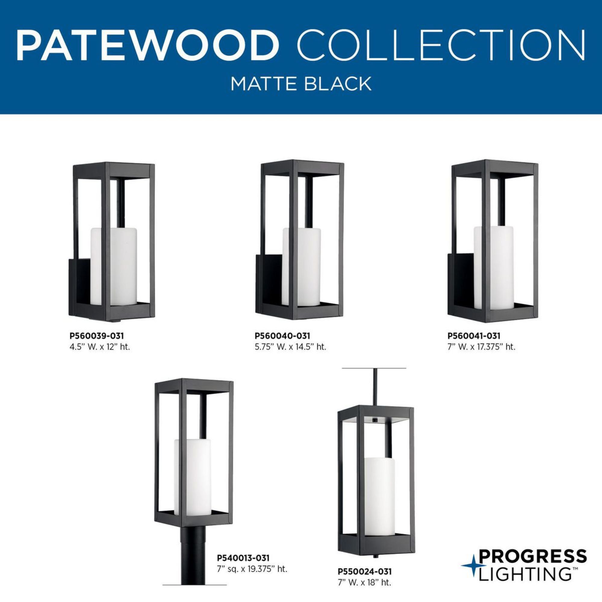 Patewood Black Stainless Steel Outdoor Wall Lantern Sconce