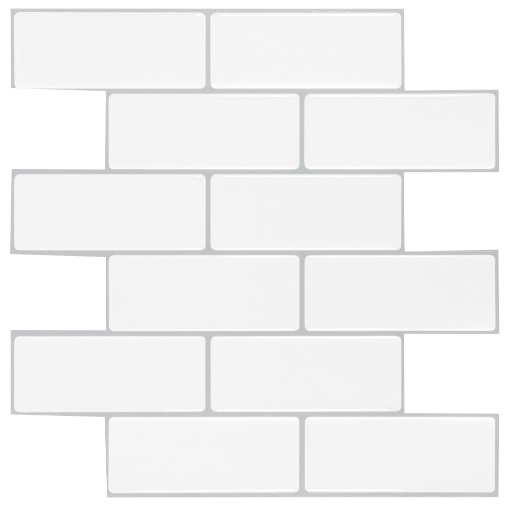Peel&Stick Mosaics Carrara Subway 10-in x 10-in Glossy Composite Linear Subway  Peel and Stick Wall Tile (0.65-sq. ft/ Piece) in the Tile department at