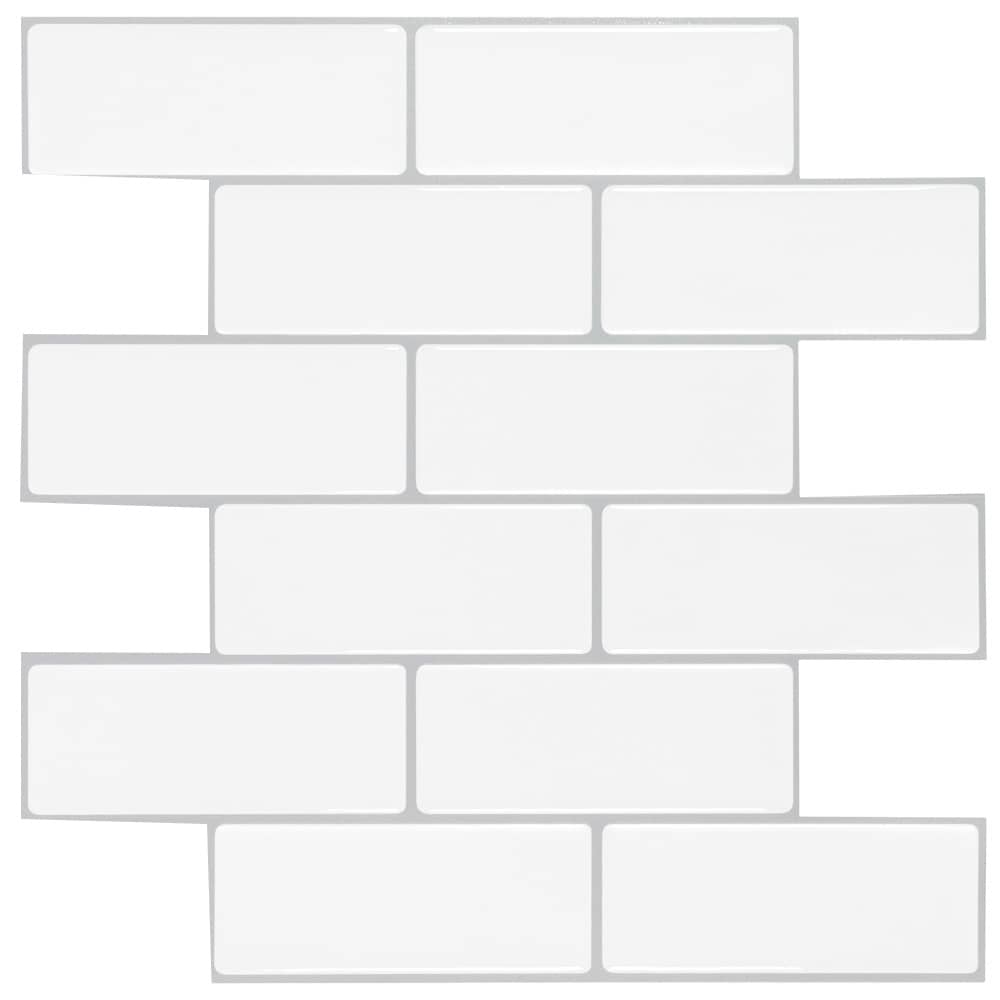 Peel&Stick Mosaics Carrara Subway 10-in x 10-in Glossy Composite Linear Subway  Peel and Stick Wall Tile (0.65-sq. ft/ Piece) in the Tile department at