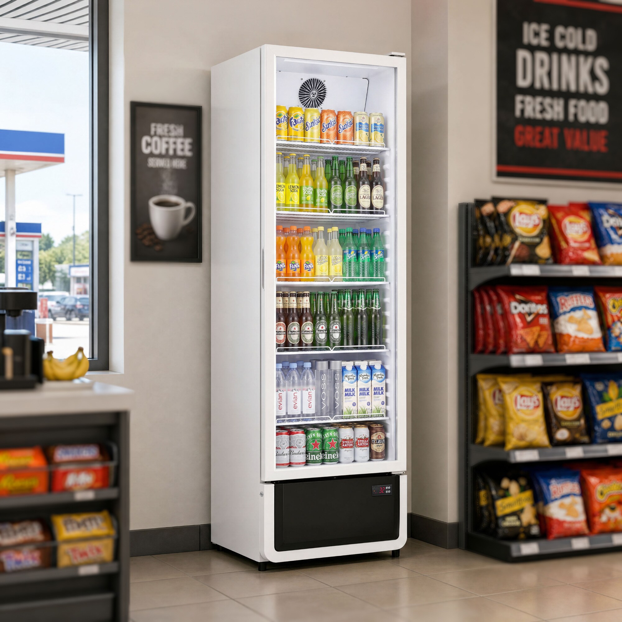 Yeego  Commercial Display Beverage Refrigerator Glass Door Digital Temperature Control LED Lighting 13.31 Cu Ft Capacity Sansujyuku sansujyuku.com