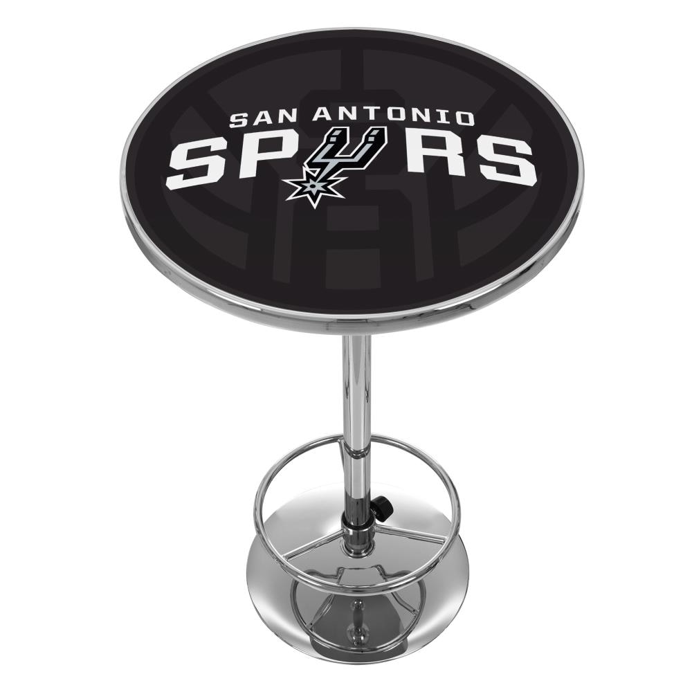Trademark Gameroom NBA2000-SS2 San Antonio Spurs Pub Tables Black Round Traditional Bar Table, Composite with Metal Pedestal Base 27.375-in L x 42-in H