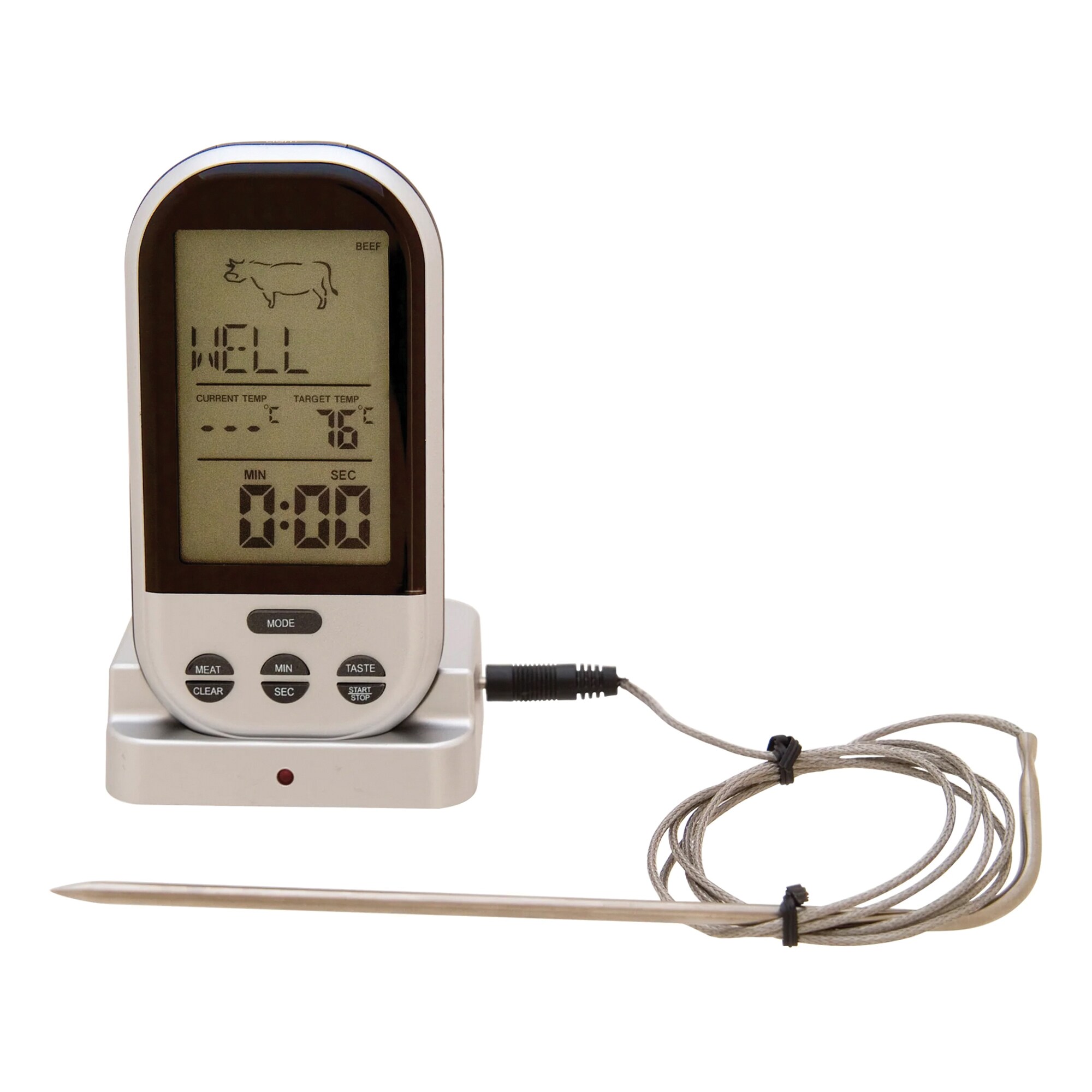 Bios Medical Digital Probe Meat Thermometer with Timer, Manual Temperature  Setting, and Temperature Alarm - Silver in the Meat Thermometers department  at